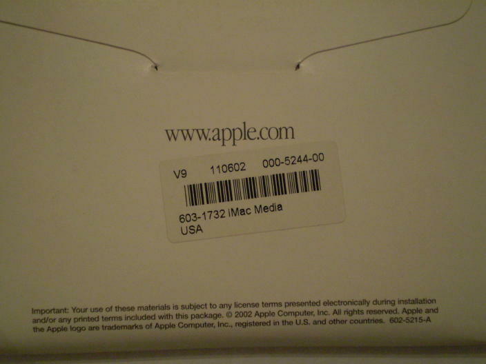 Apple Macintosh iMac (2002) Software Media Pack 603-1732 – 6 CD’s