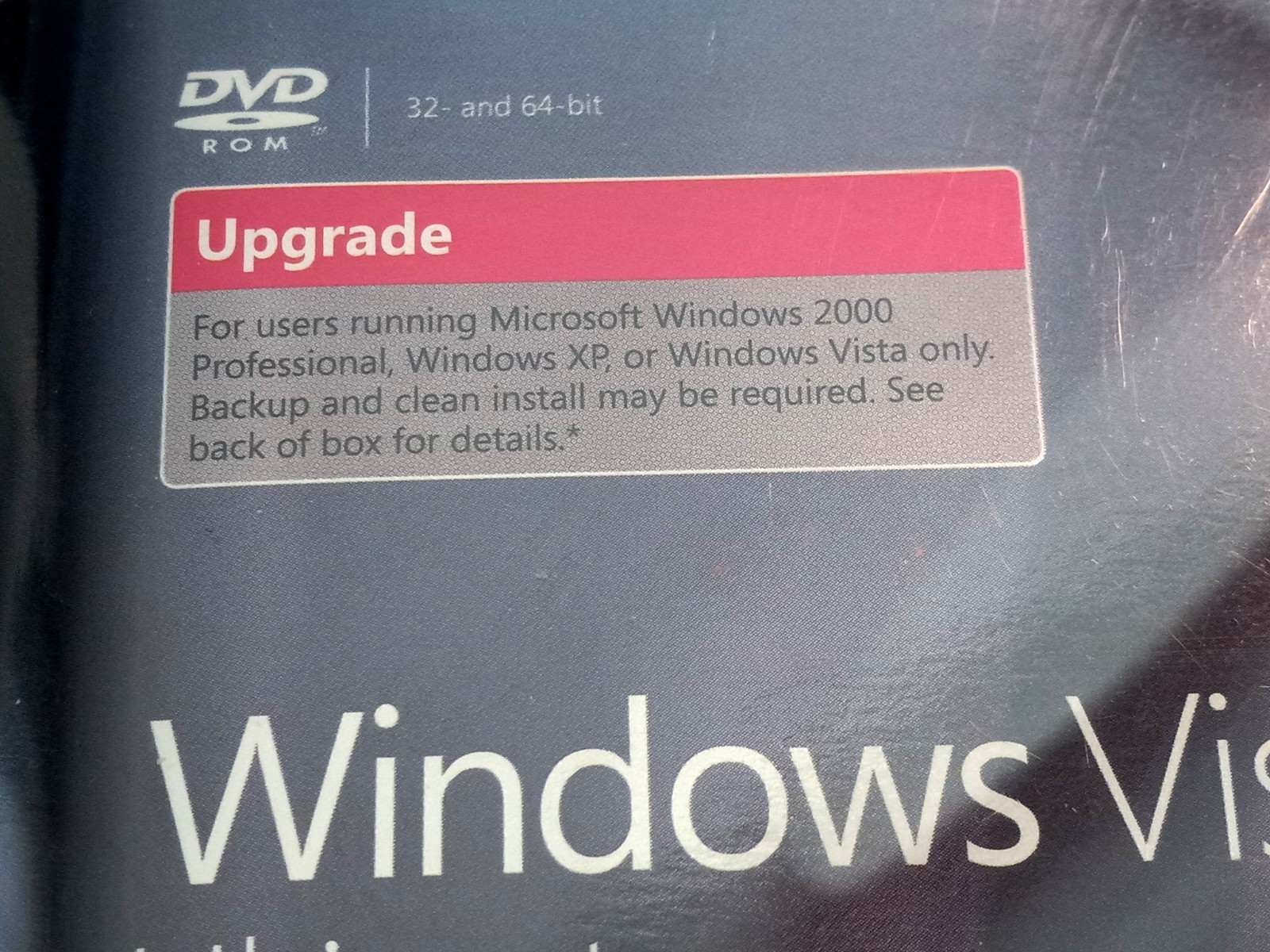 MS Windows Vista Ultimate Upgrade 32 & 64 Bit Genuine 2-Discs with Key
