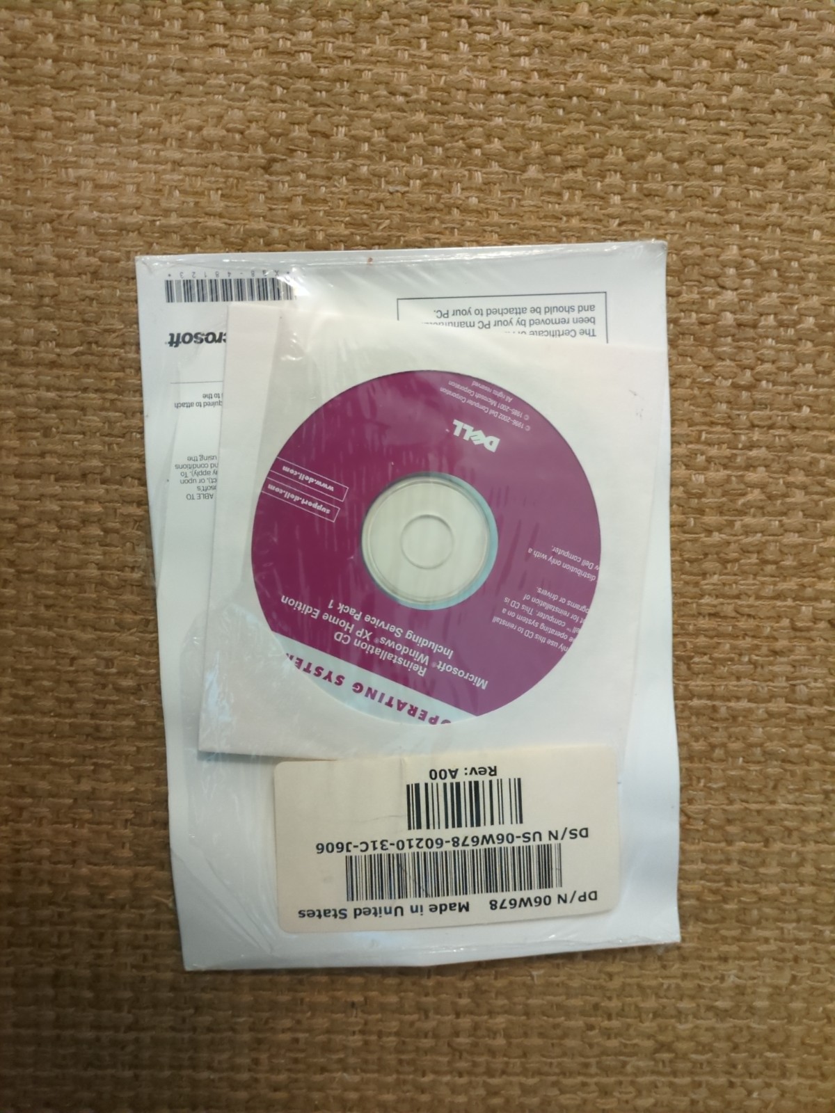 Microsoft Windows XP Home Edition with SP1 Reinstallation CD 2002 Dell NEW