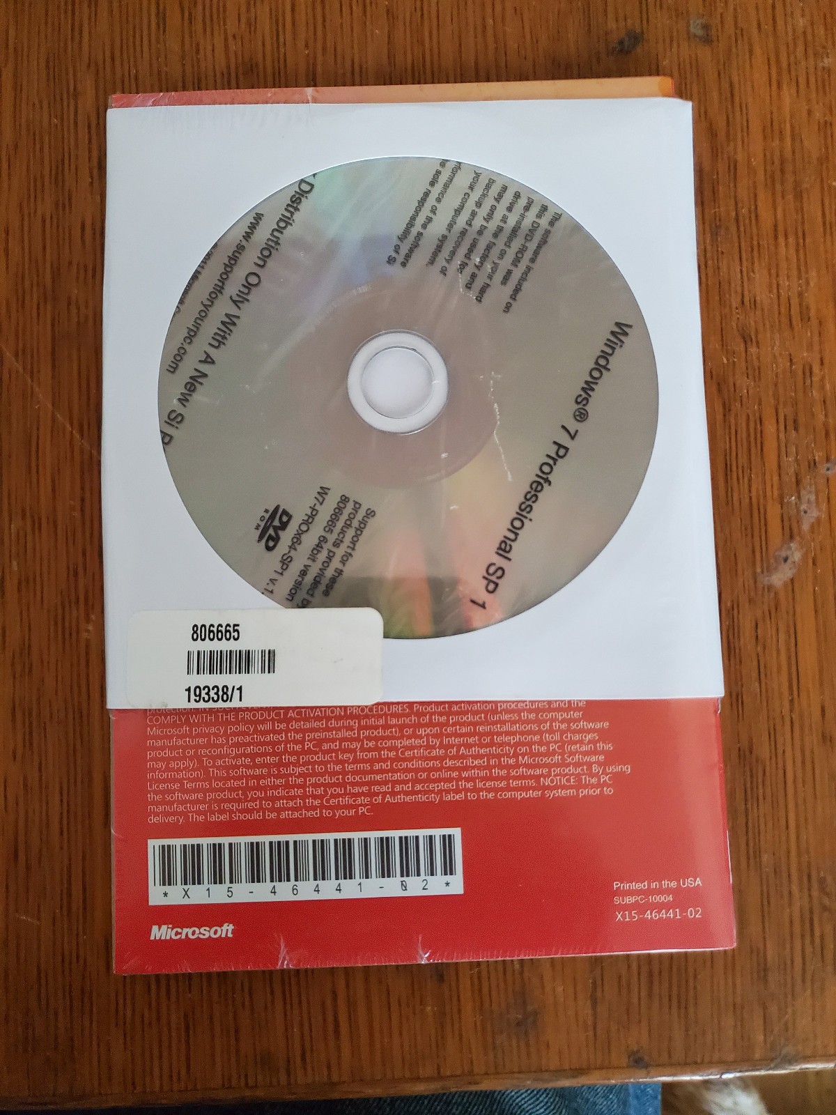 Microsoft Windows 7 Professional 64 Bit Operating System DVD CD (FQC-08289)