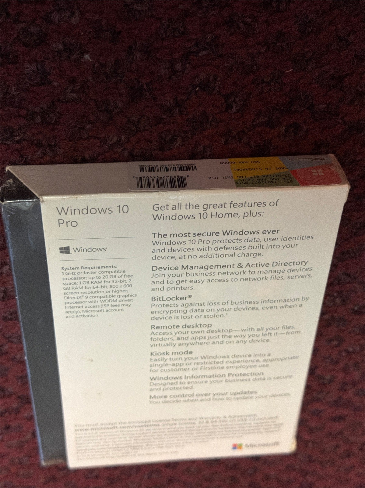 Microsoft Windows 10 Professional USB 64/32 Retail Boxed English Sealed Original