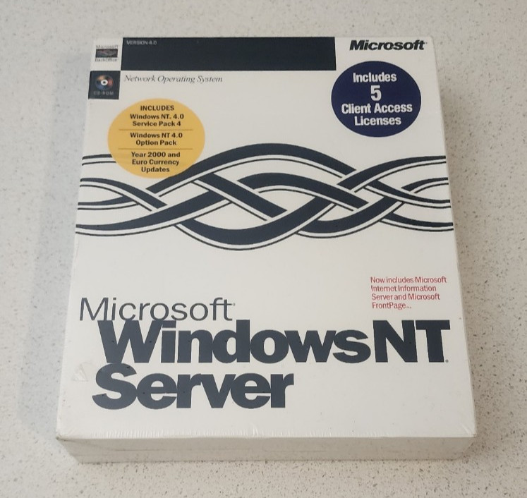 NEW – SEALED Vintage Microsoft Windows NT Server with 5 Licenses BIG BOX Edition