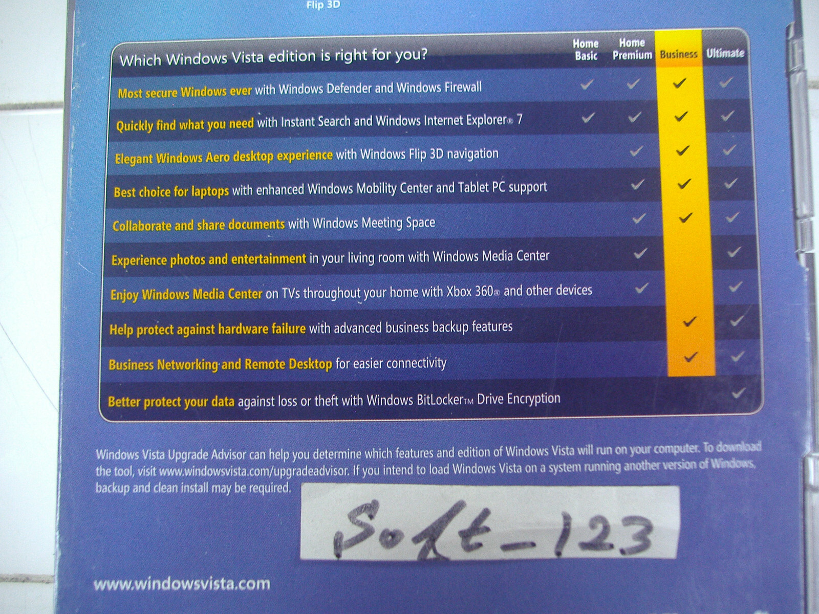 Microsoft Windows Vista Business Full MS WIN 32 Bit DVD =NEW SEALED RETAIL BOX=