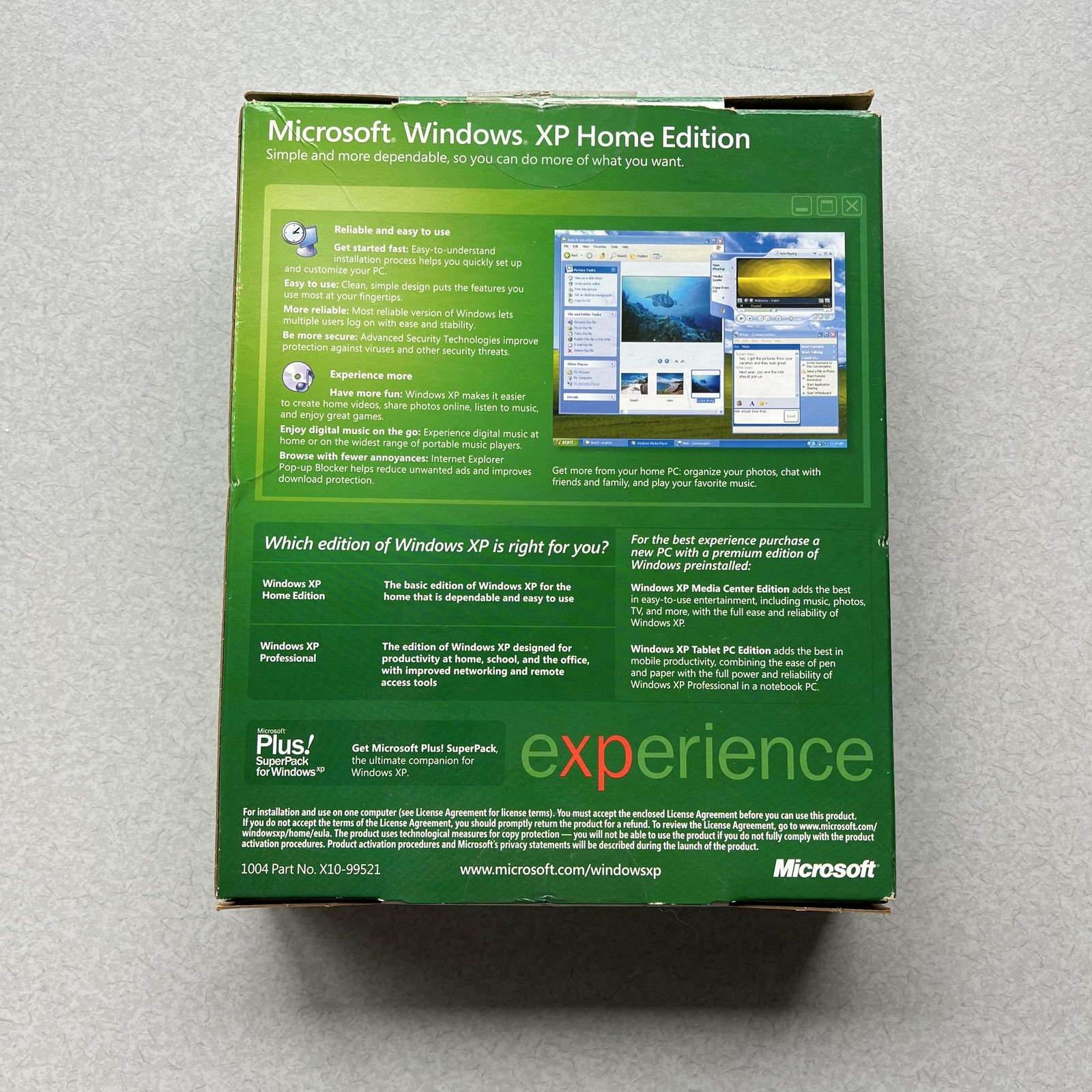 Vintage Microsoft Windows XP Home Edition Upgrade CD SP2 Ver 2002 X10-99521
