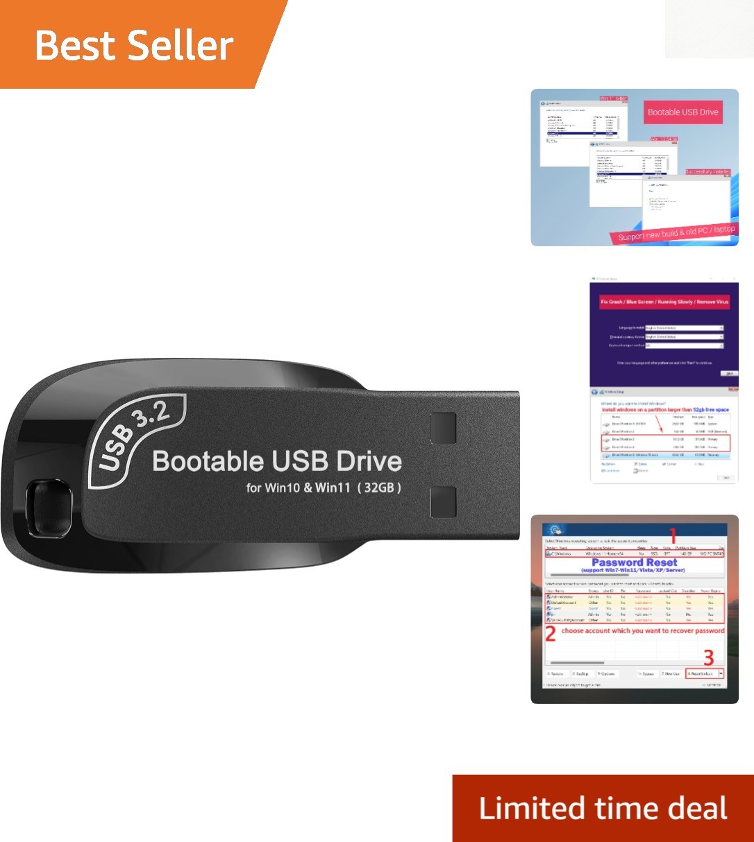Ultimate 32GB USB Drive 3.2 – Reinstall Windows 11/10 Without TPM Required