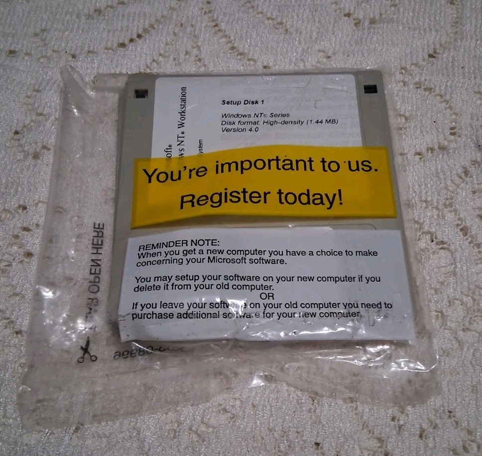 Microsoft Windows NT 4.0 Workstation 1-2 CPU Edition 3.5″ Floppy Setup Disks New