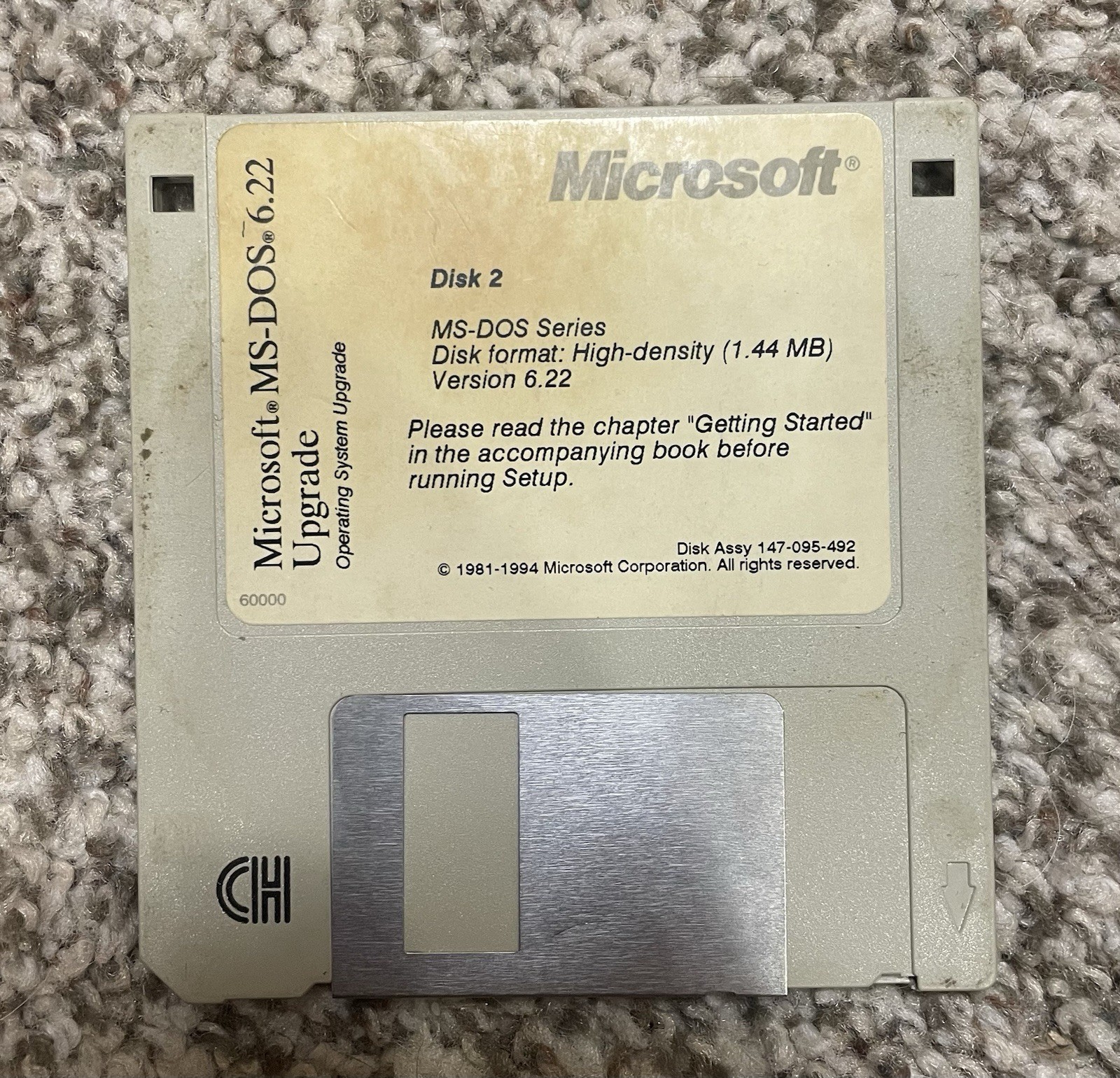 Microsoft MS-DOS 6.22 – Installer Floppy Disks – 3.5″ 1.44MB – DOS 6.2 3 disks