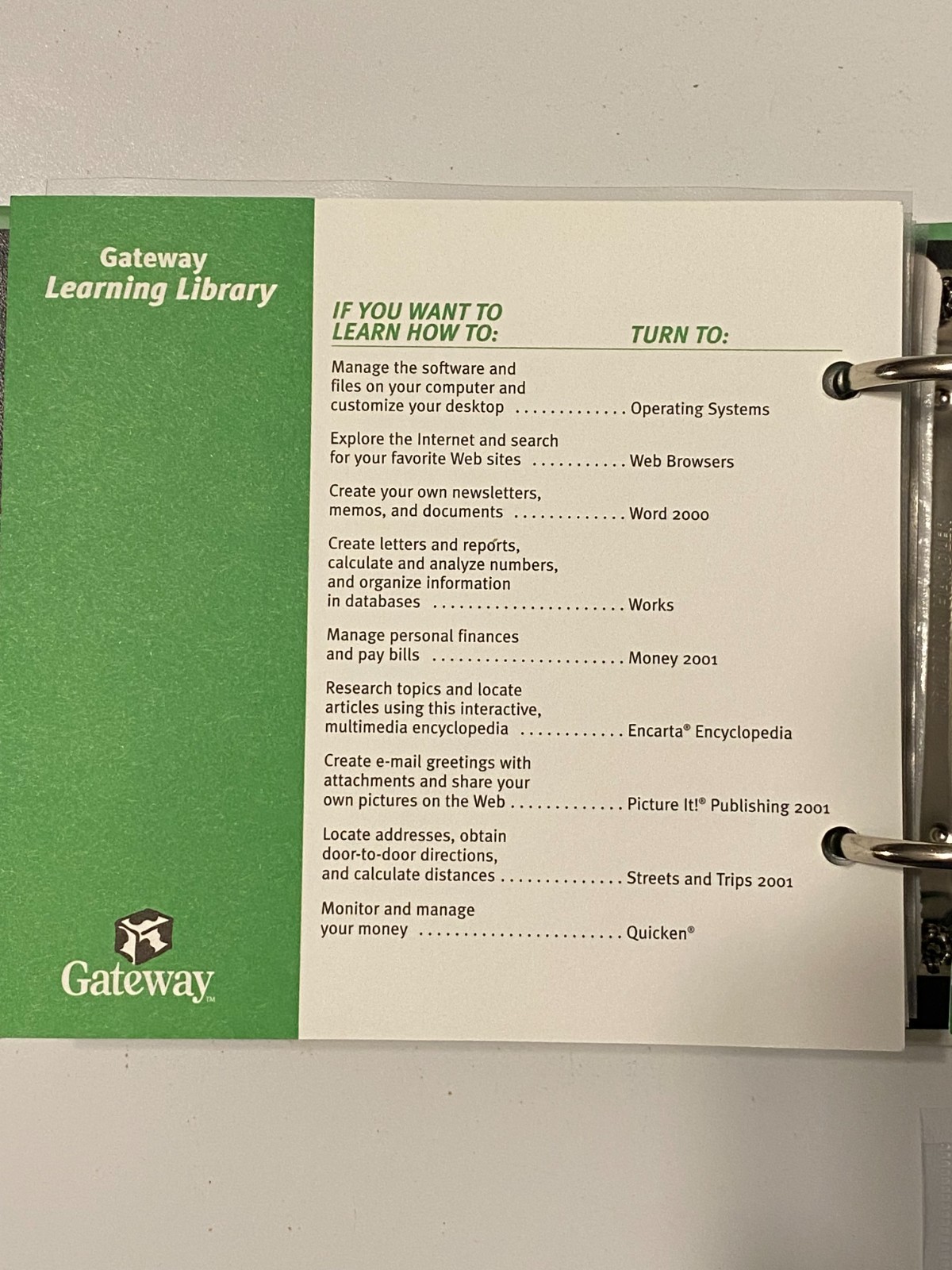 GATEWAY Computer’s Learning Library