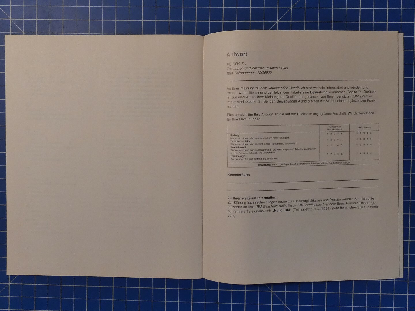 PC DOS 6.1 Tastaturen und Zeichenumsetztabellen IBM B19844