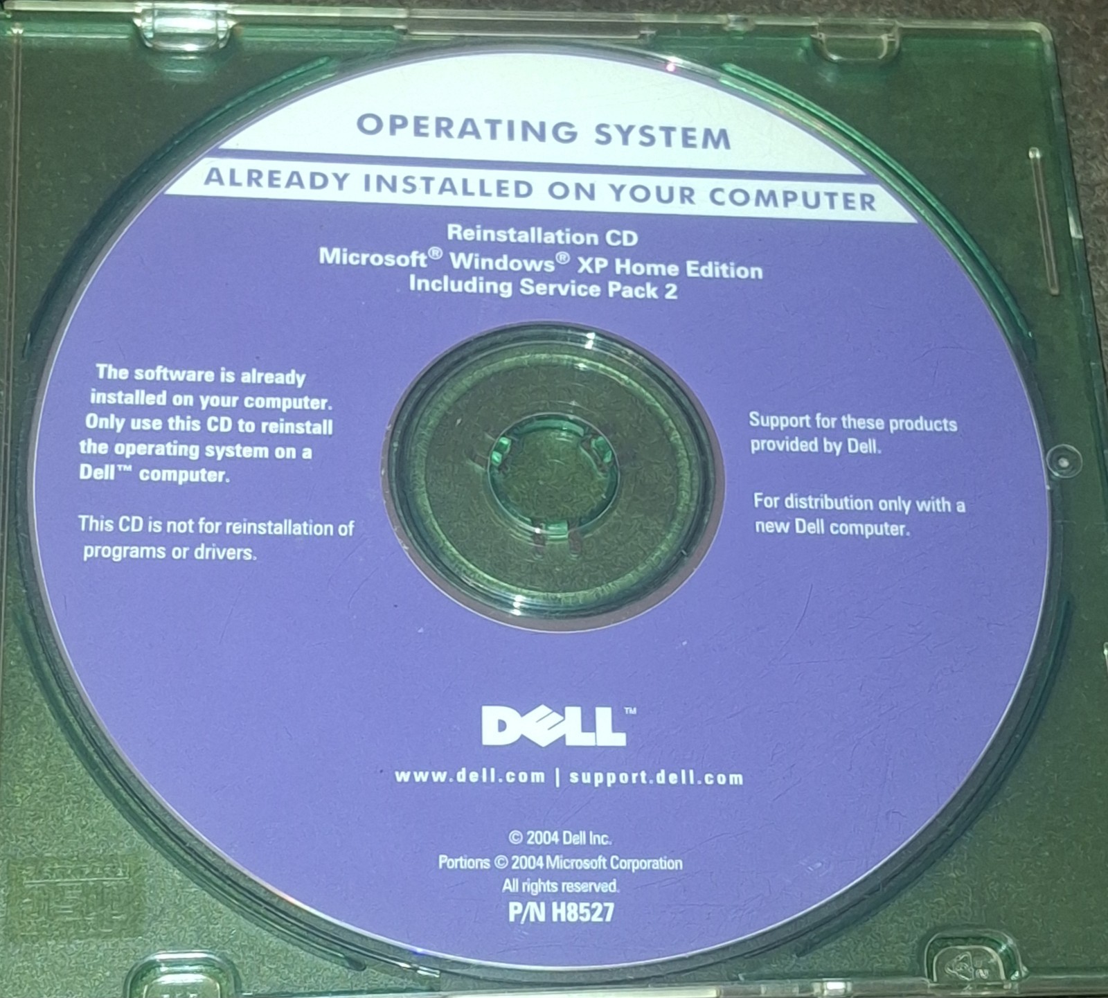DELL MICROSOFT WINDOWS XP HOME EDITION SERVICE PACK 2 REINSTALL DISC