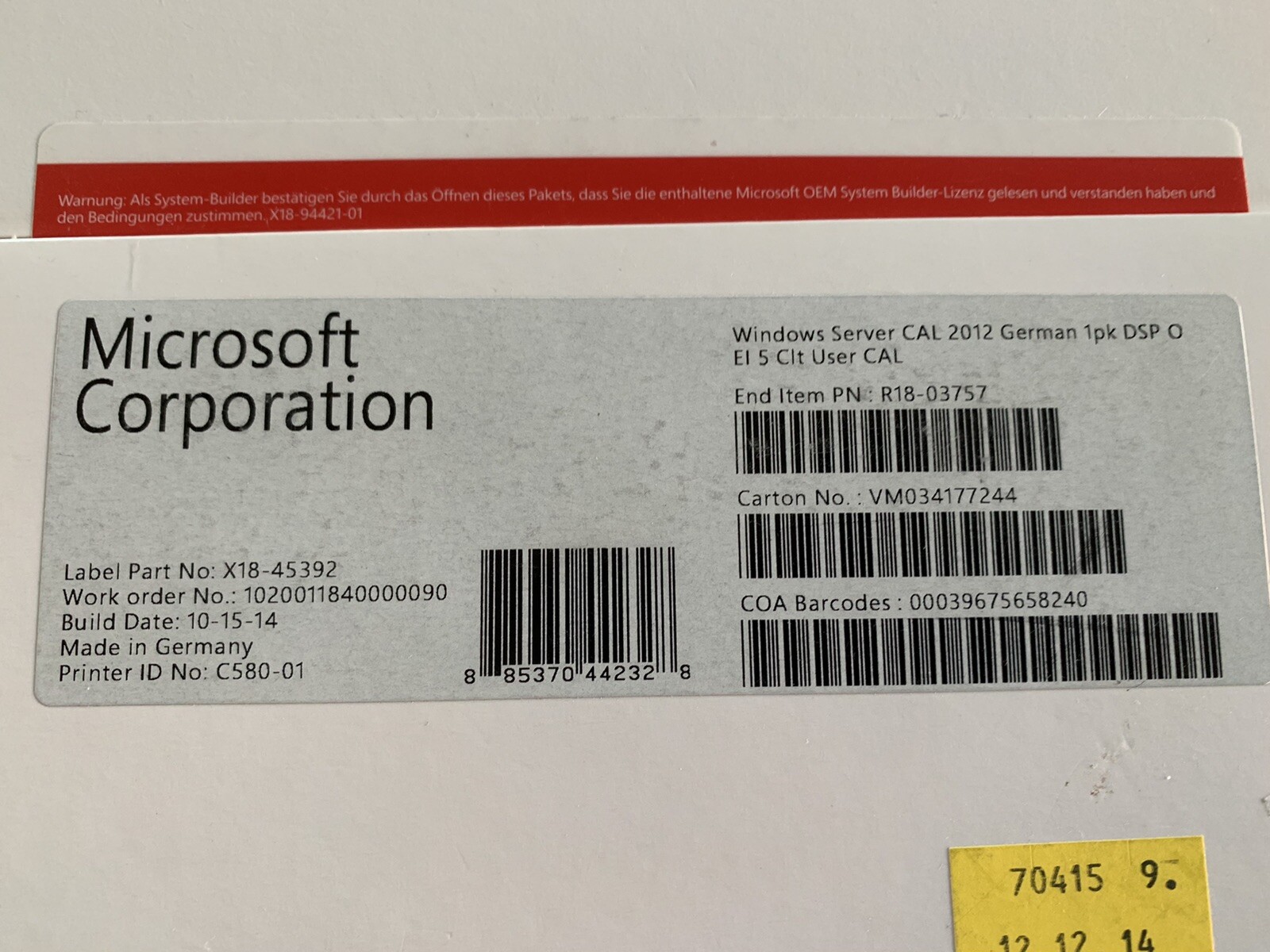 Windows Server Standard 2012 R2, DVD DE mit 5 User SB Vollversion, MwSt Rechnung