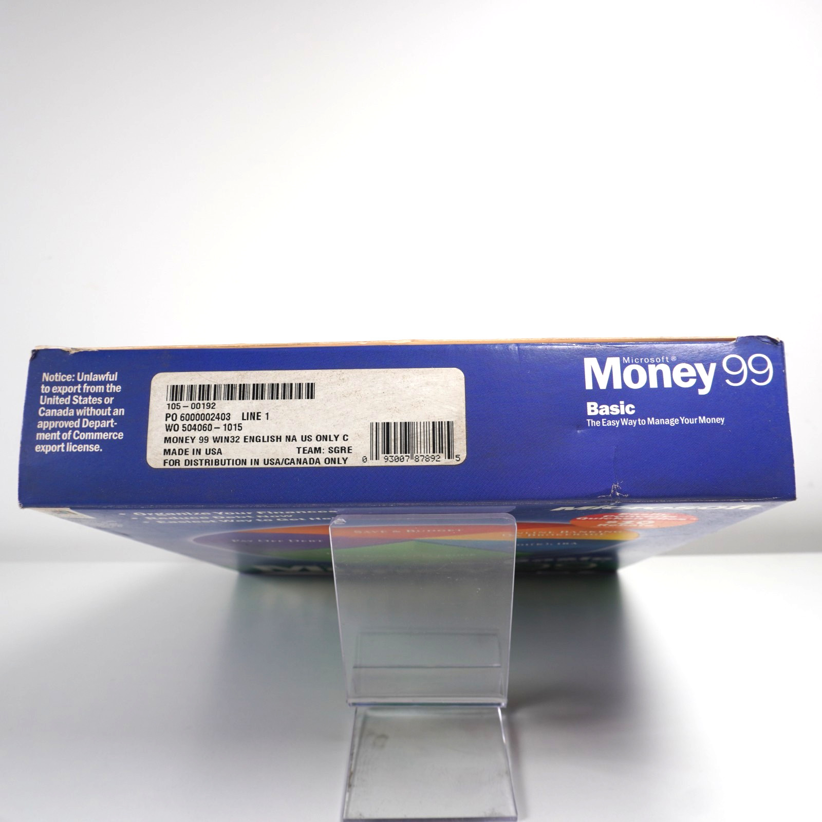 Microsoft Money 99 Basic English CD-ROM – For Windows 95 / NT – Complete Box