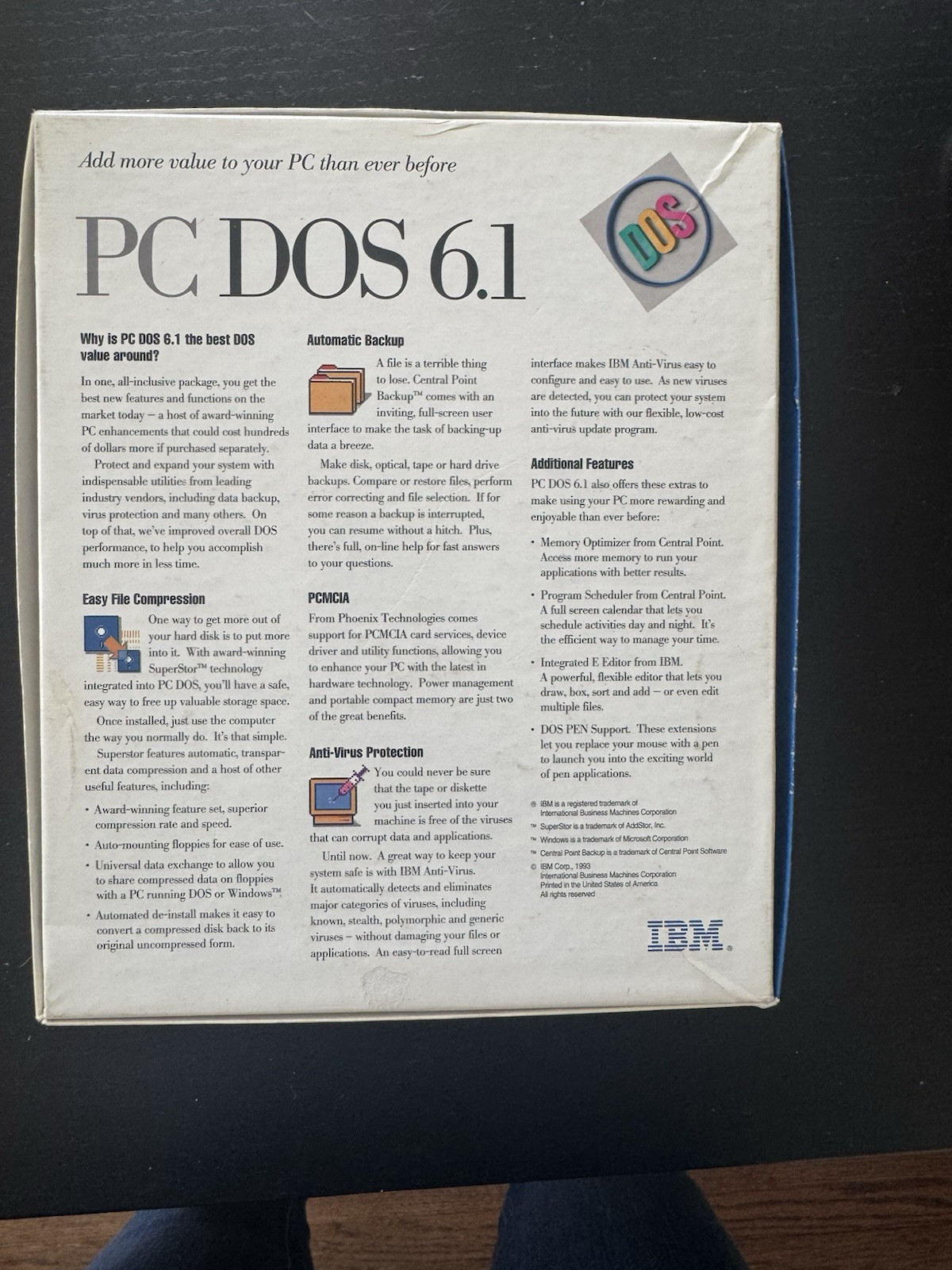 IBM PC DOS 6.1 Upgrade Edition 1993 – Retail Big Box Version!