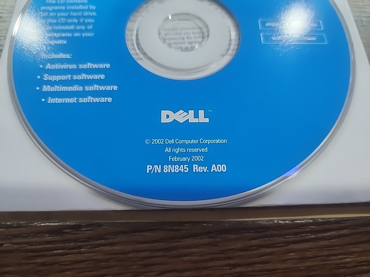 DELL Tools CD Reinstalling Dell Installed Software APPLICATION SYSTEM 8N845 A00