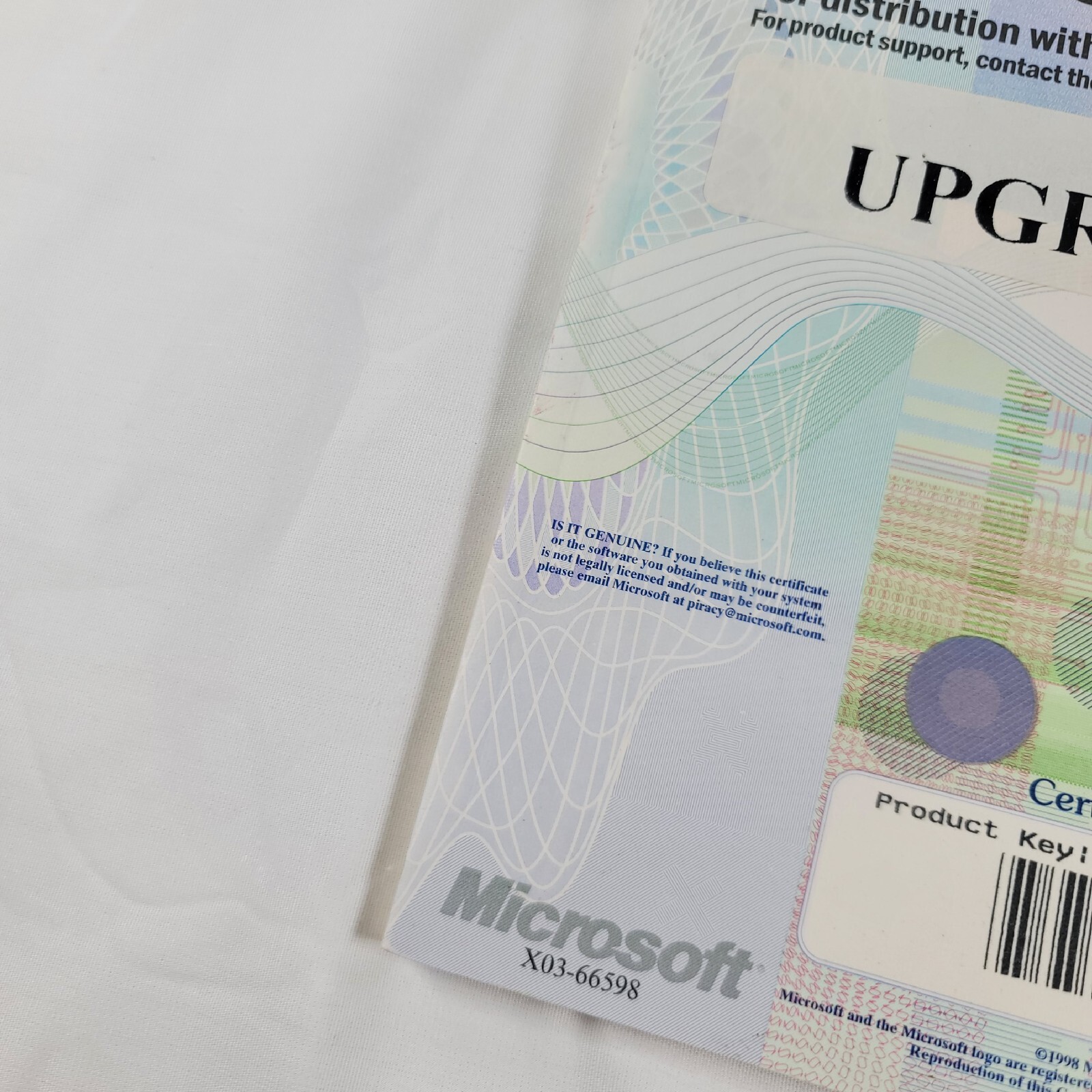 Windows 98 for PC CD Product Key Only – CoA and Getting Started guide Gateway