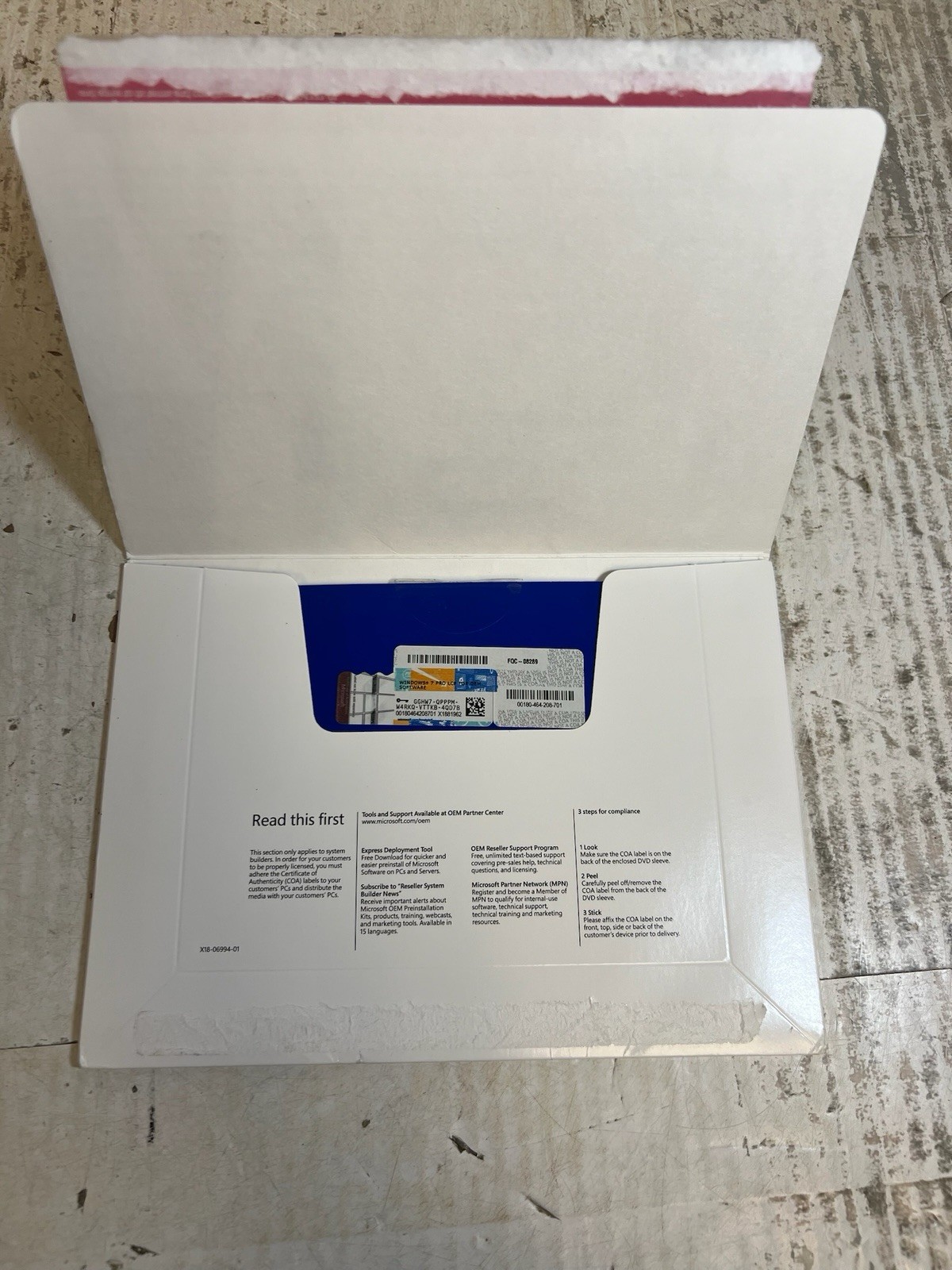 Microsoft Windows 7 Pro SP1 X64 1PK DSP OEI DVD LCP Complete Excellemt