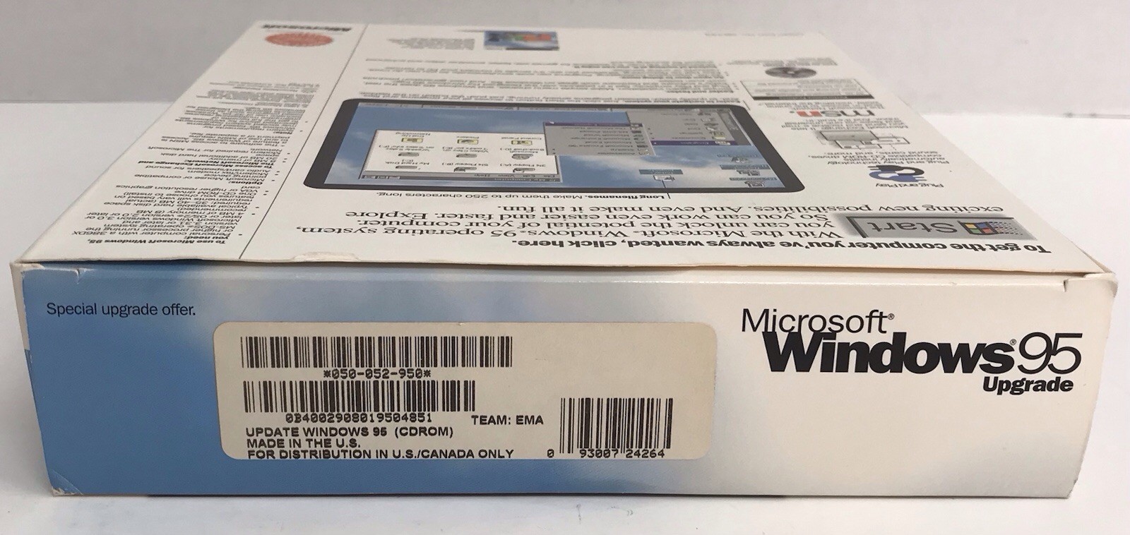Microsoft Windows 95 Upgrade Big Box Software with CD-ROM, Product Key, Manual