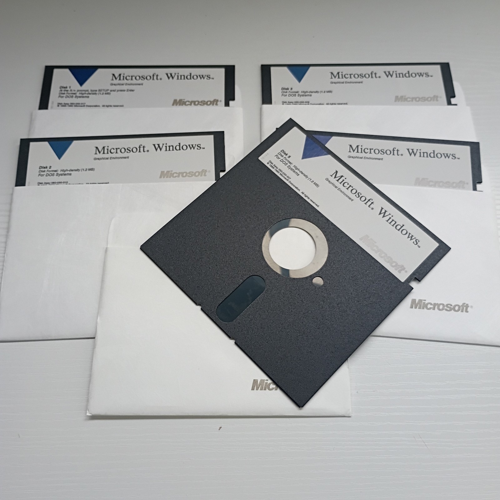 Microsoft Windows Graphical Environment Software DOS 5.25 Floppy Disks Vintage