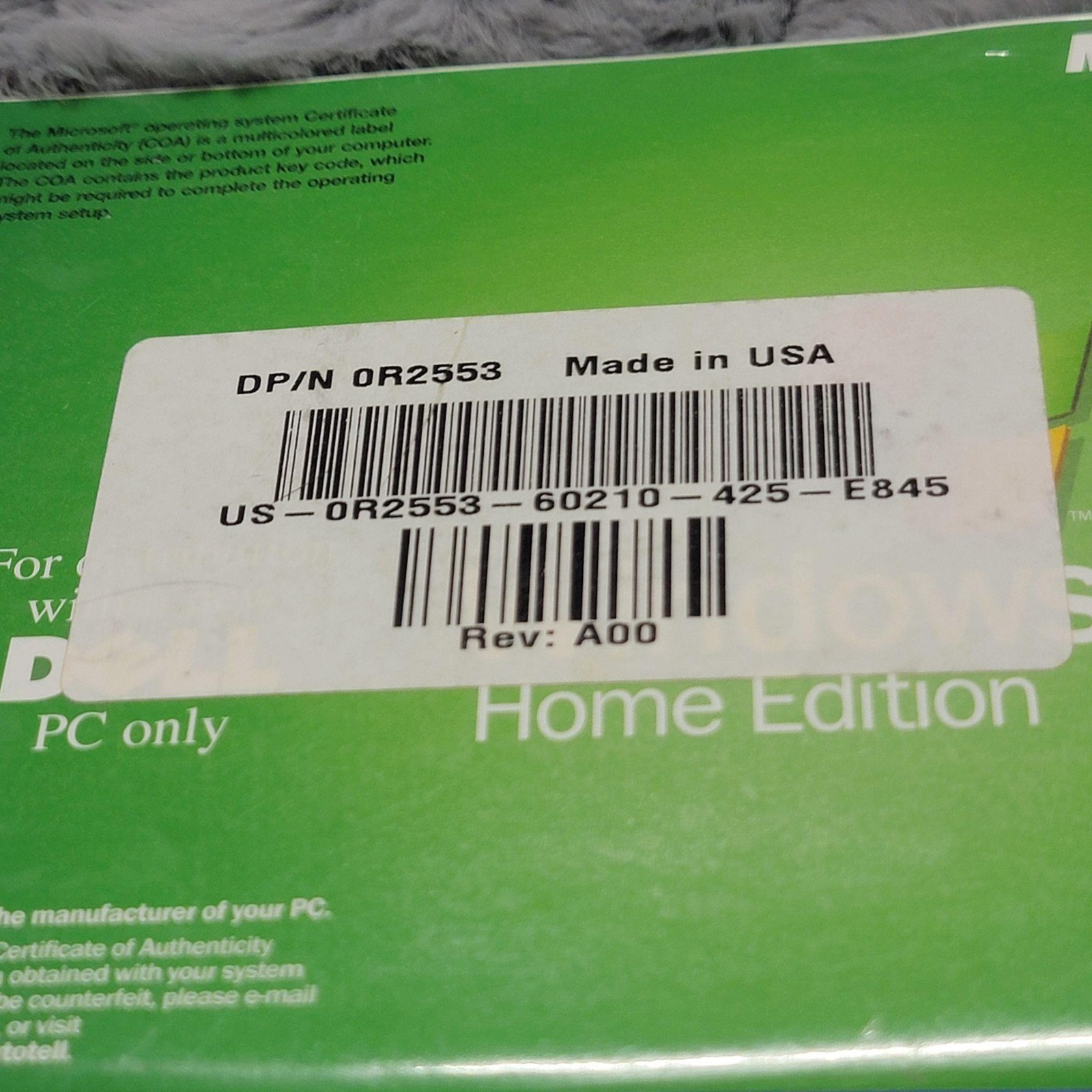 2002 Microsoft Windows XP Home Reinstallation Restore CD Dell OEM USA PC