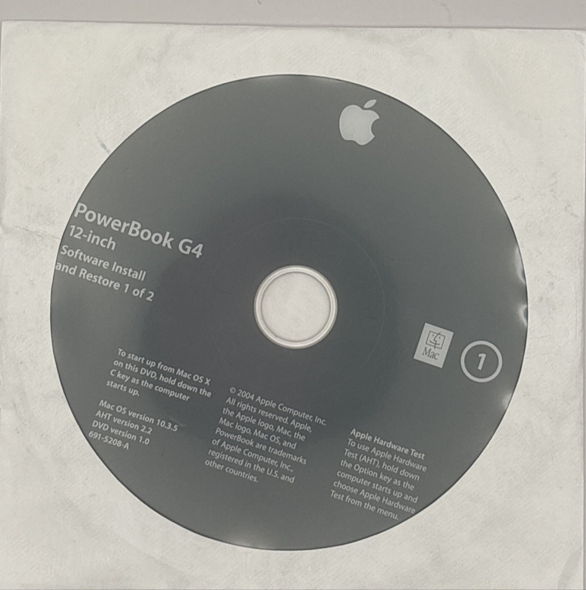Apple PowerBook G4 12-inch Software Install and Restore DVD