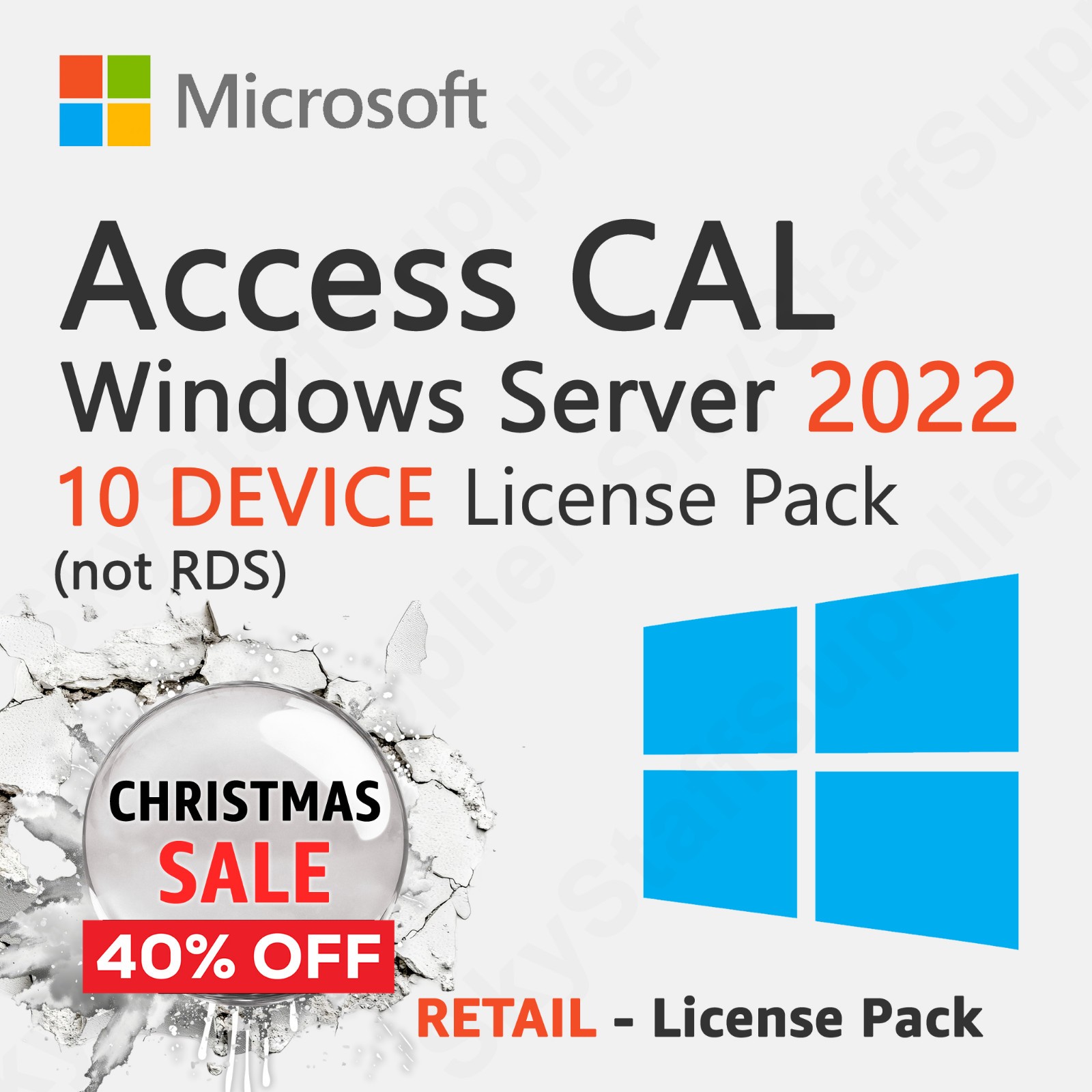 10 Device ACCESS CALs (not RDS) for Microsoft Windows Server 2022 Retail PACK