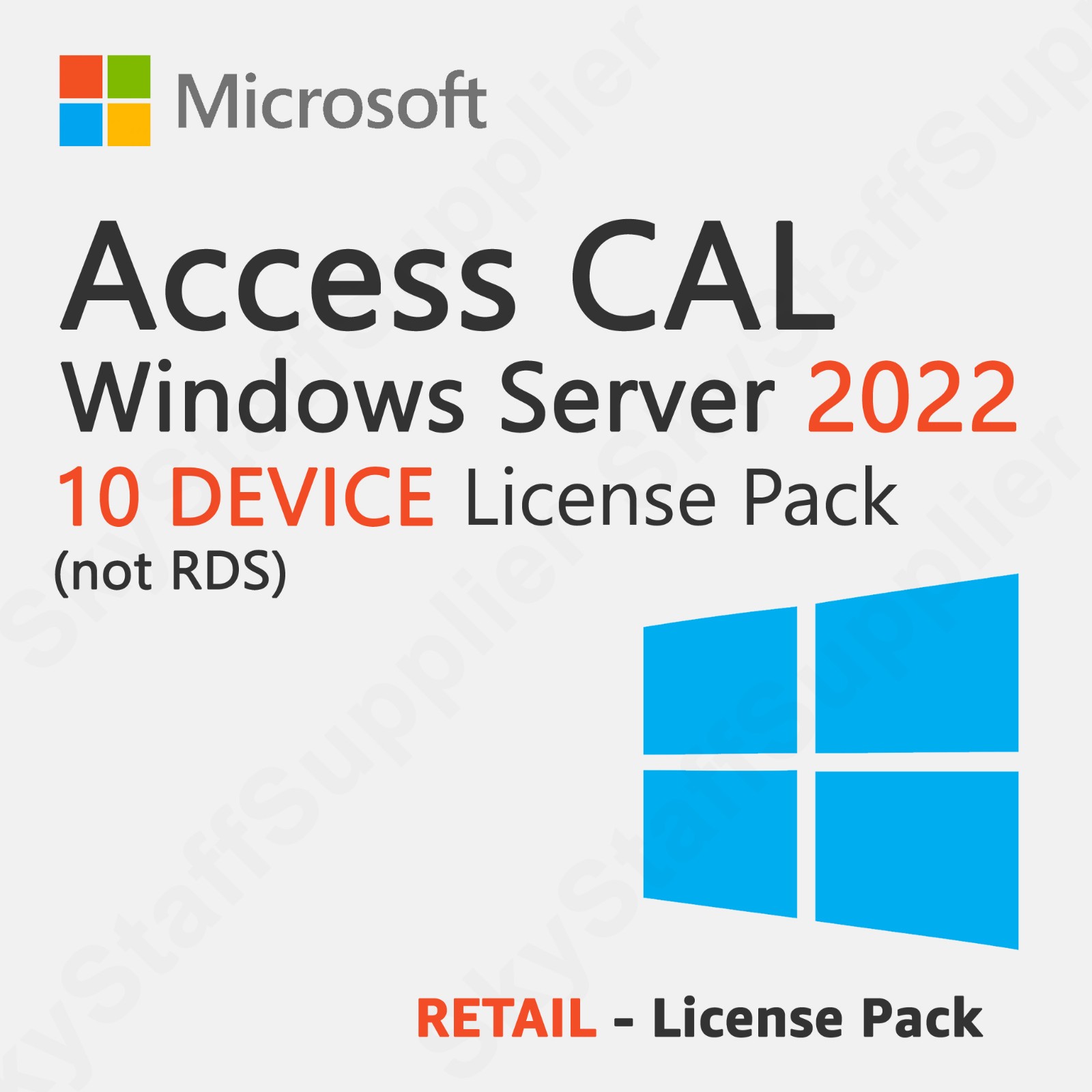 10 Device ACCESS CALs (not RDS) for Microsoft Windows Server 2022 Retail PACK