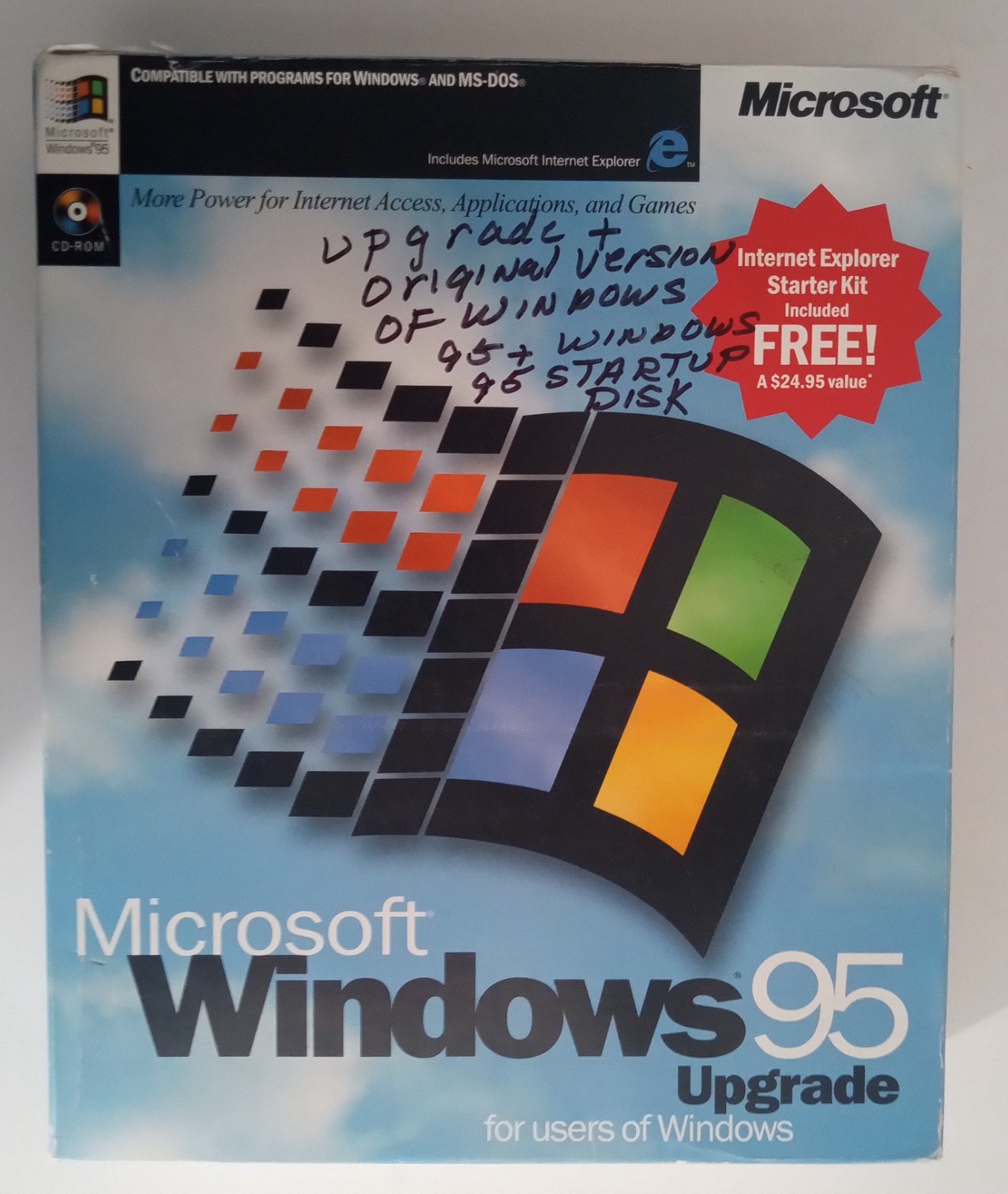 Microsoft Windows 95 Upgrade Software with CD-ROM, Product Key & Manual.