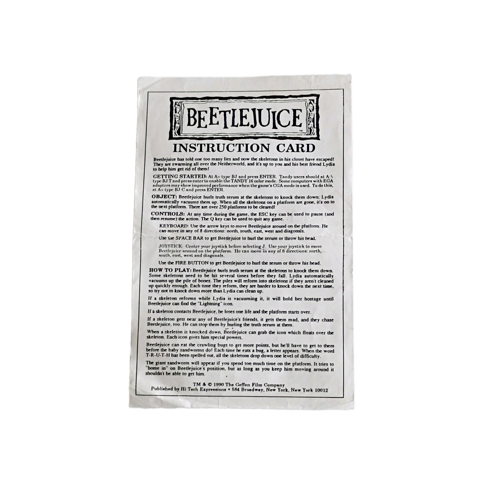 Hi Tech Expressions Beetlejuice 5.25″ Floppy Disk for IBM PC, English