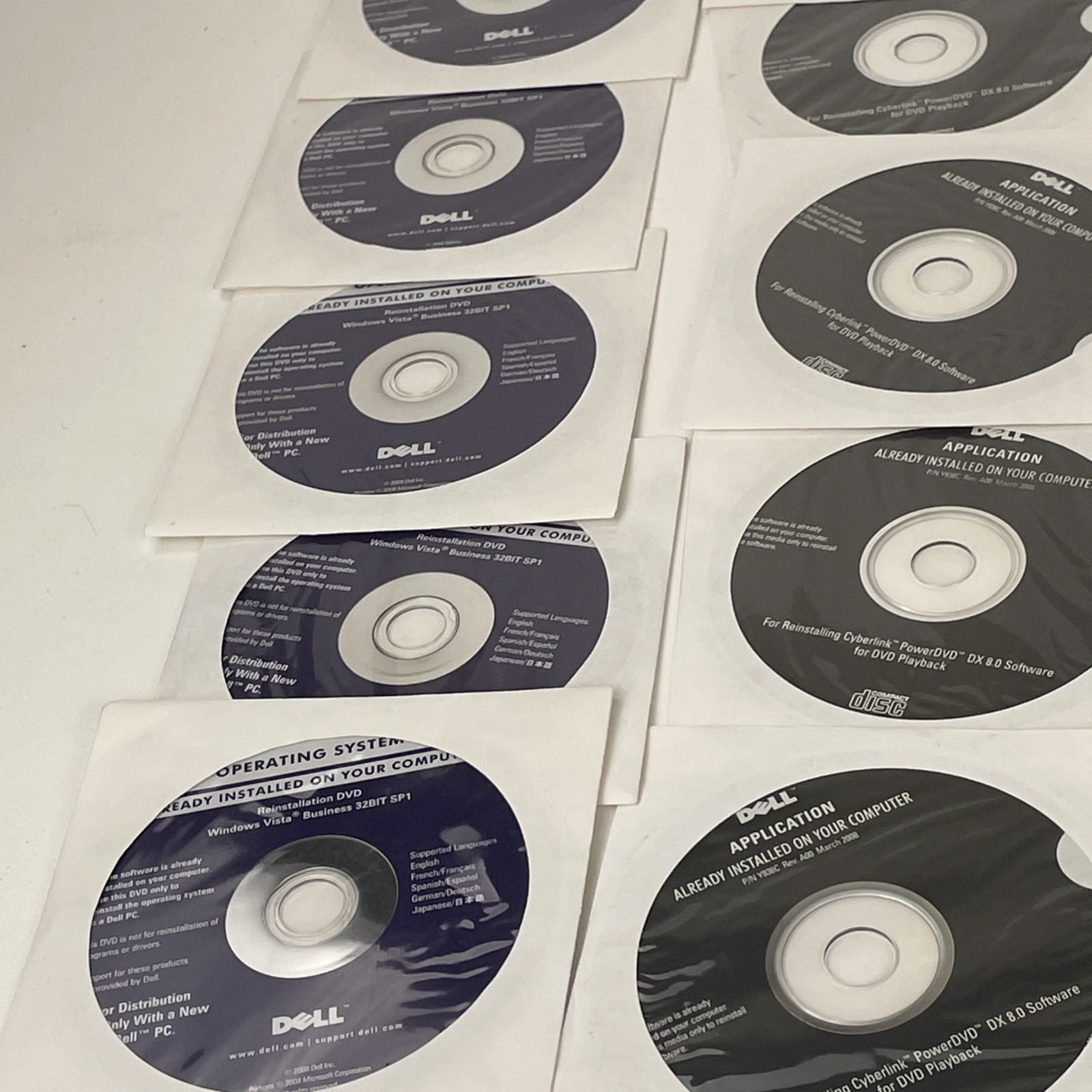 Bulk Lot 18 Dell Installation Discs Windows Vista Business CyberLink ATI Drivers