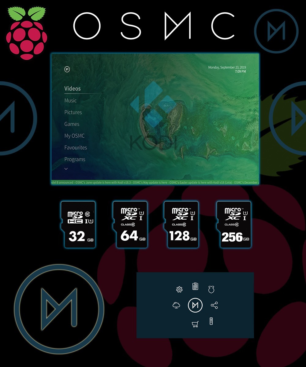 OSMC 18.3 for Raspberry Pi PreLoaded Class 10 Micro SD