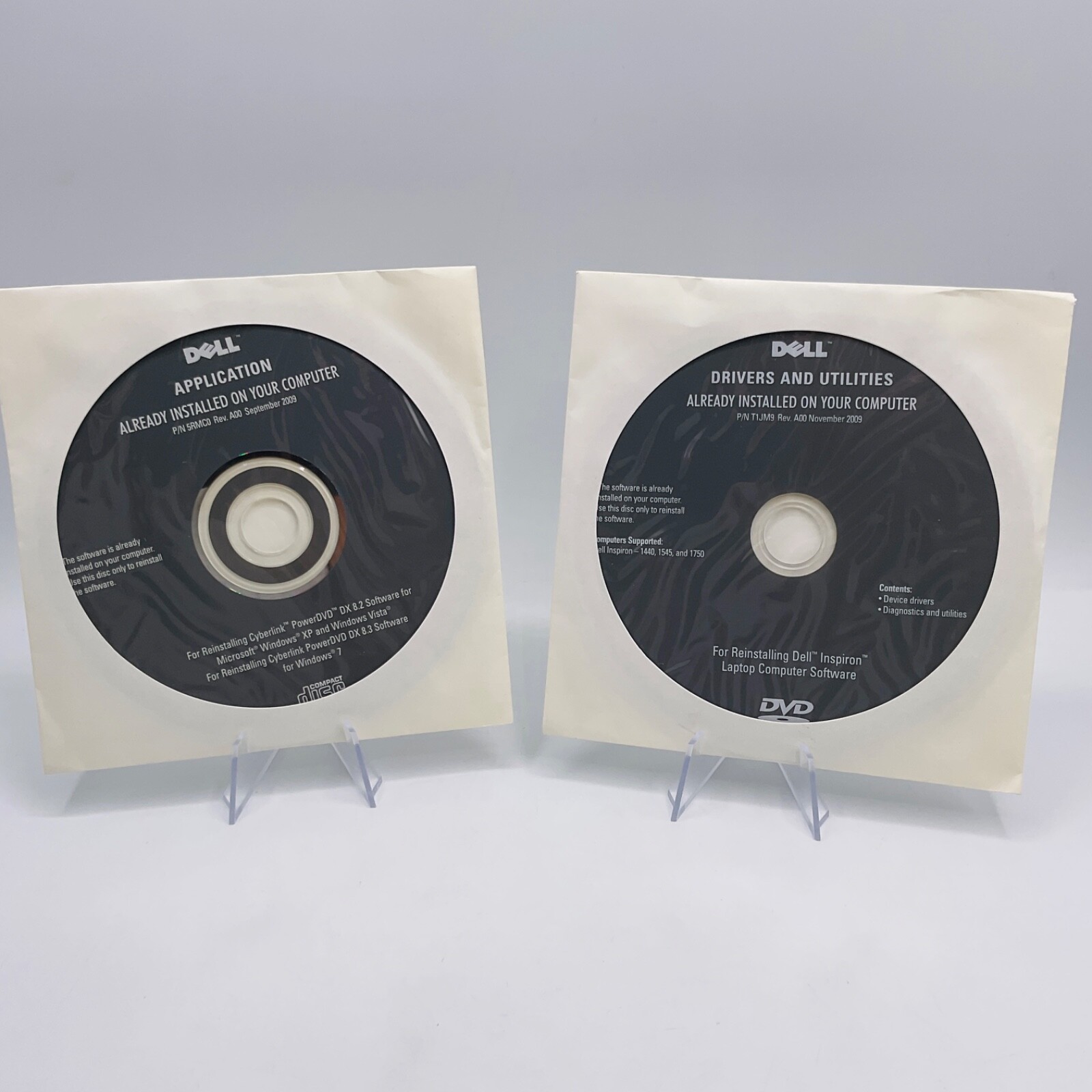 Dell Software Lot of 2 Application Drivers Utilities 2009 Reinstalling Discs NEW