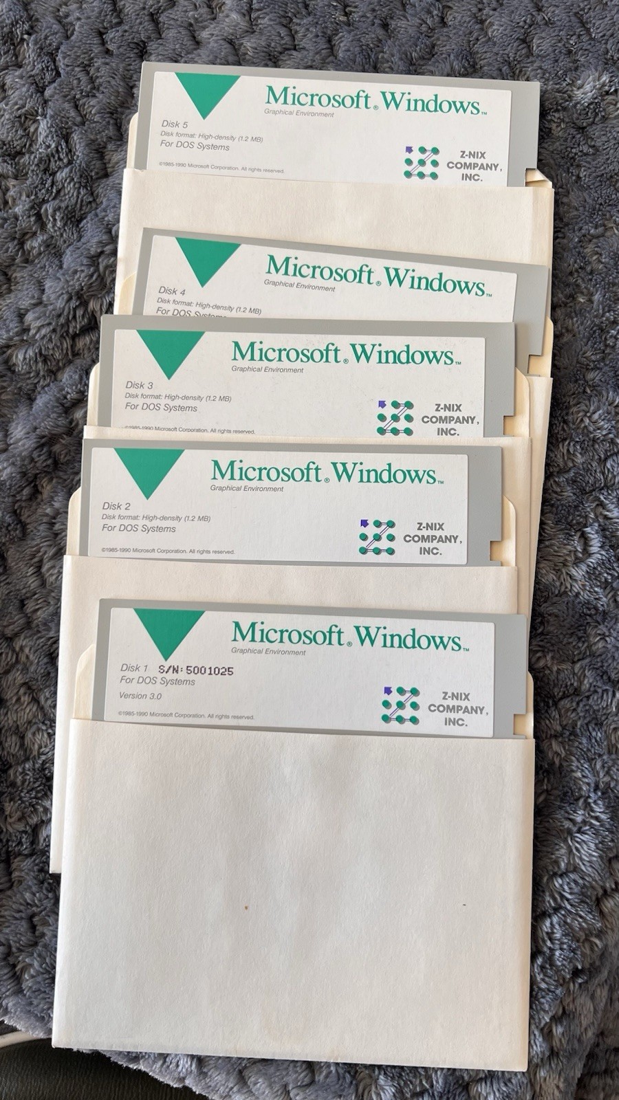 Microsoft Windows 3.1 MS-DOS 6 Plus 5.25″ Install Floppy Disks Z-NIX Company