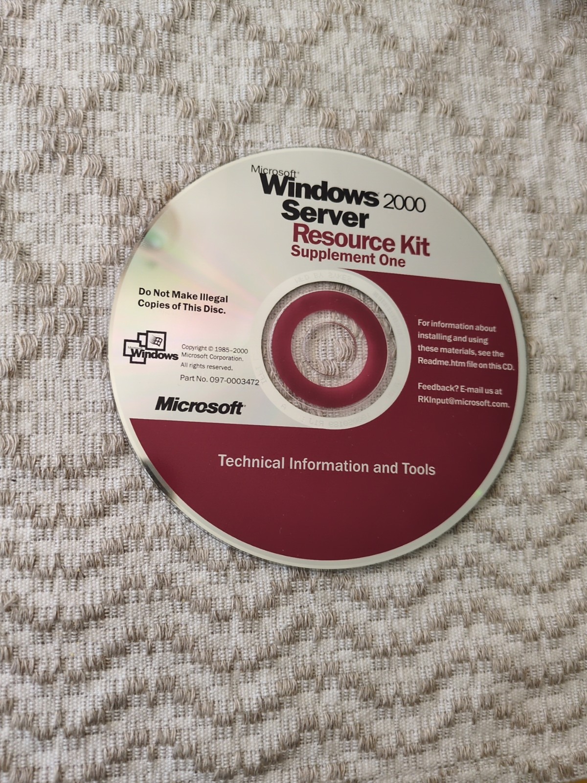 Microsoft Windows 2000 Server Resource Kit Supplement One CD (2000) Disc only
