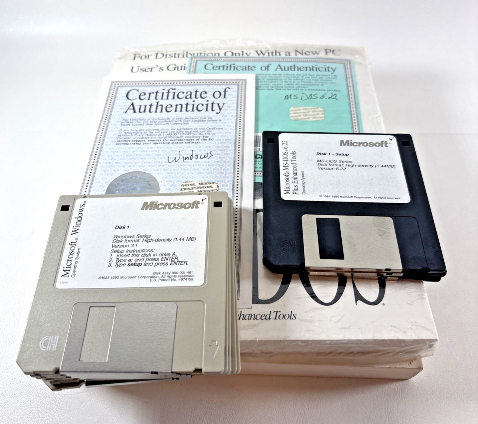 Windows 3.1 & MS-DOS 6.22 User Guides w/DISKS & Certificates of Authenticity