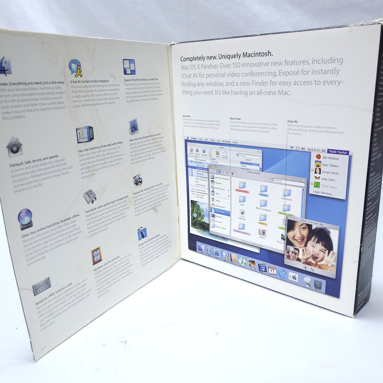 Apple Mac OS X 10.3 Panther Big Retail Box Complete 4 Discs Manuals M9227LL/A
