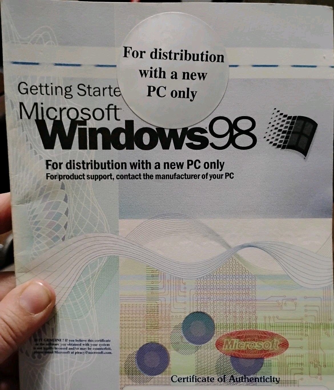 Vintage Microsoft Windows 98 getting started book With Product Key, NO CD