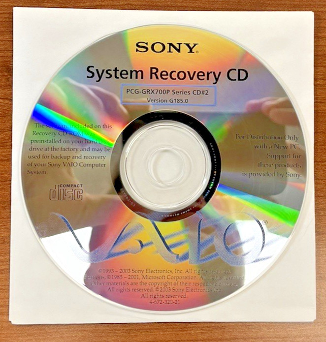 SONY VAIO App & System Recovery-3CD PCG-GRX700P/Adobe Photoshop Elements2+Serial