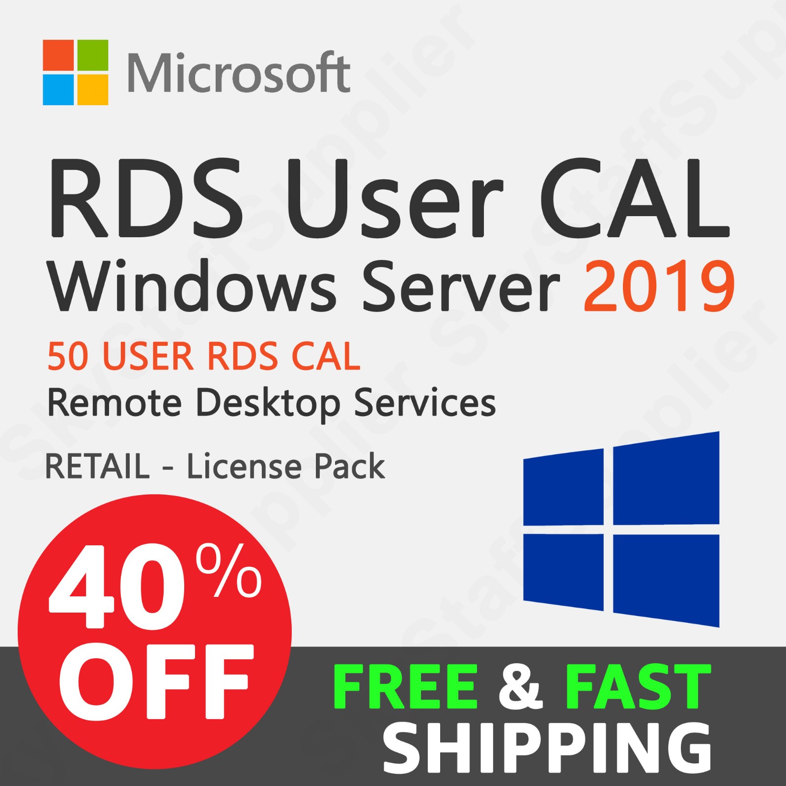 Windows Server 2019 Remote Desktop RDS Licenses 50 Users FULL NEW RETAIL PACK