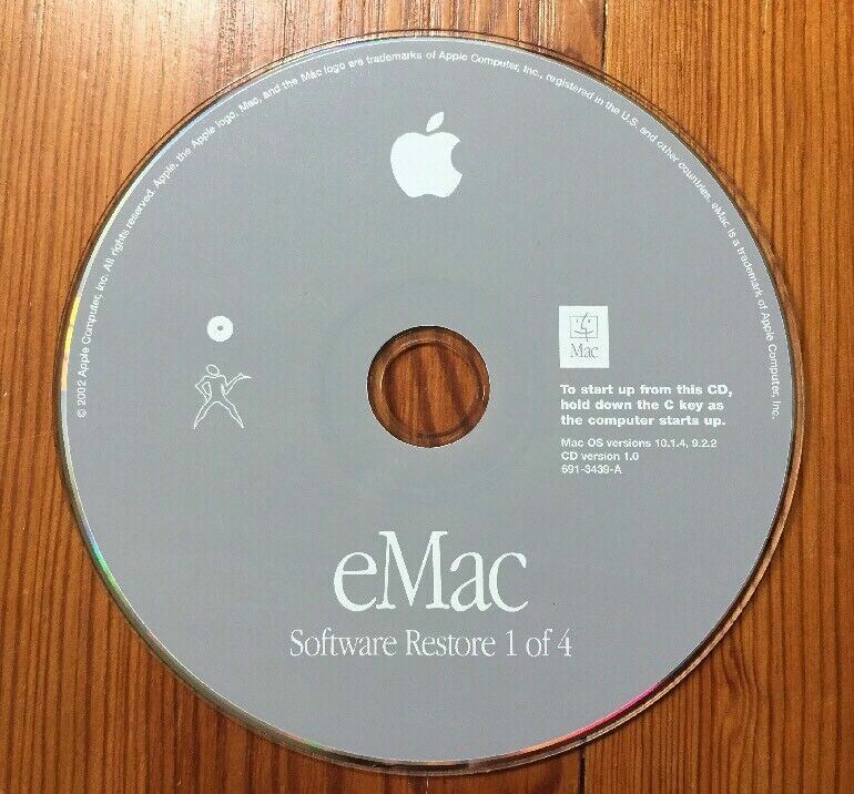 2002 Macintosh eMac System Software Restore Puma Mac OS 10.1.4 9.2.2 CD Discs