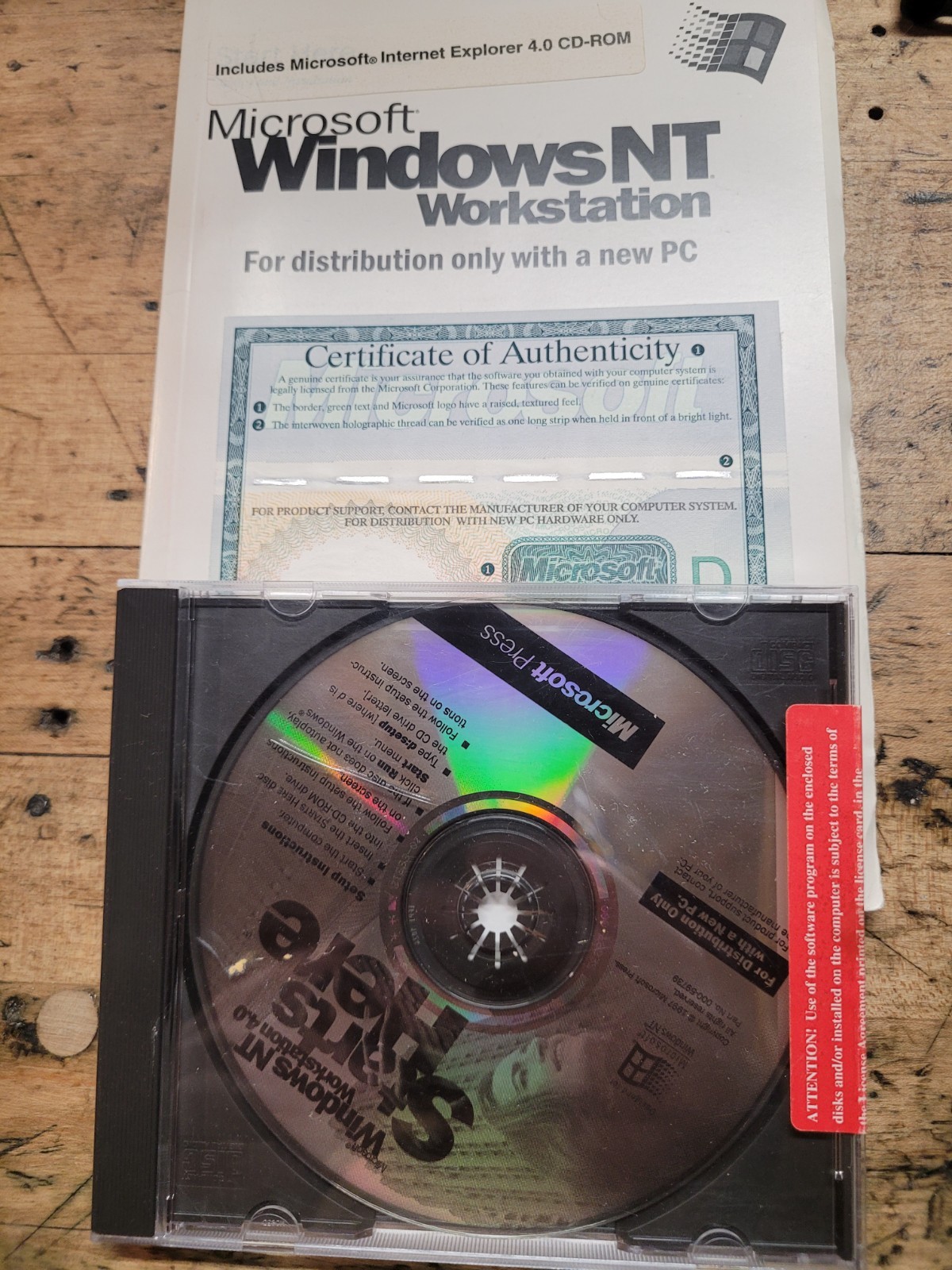 New Sealed Microsoft Windows NT Workstation Version 4.0 / On CD