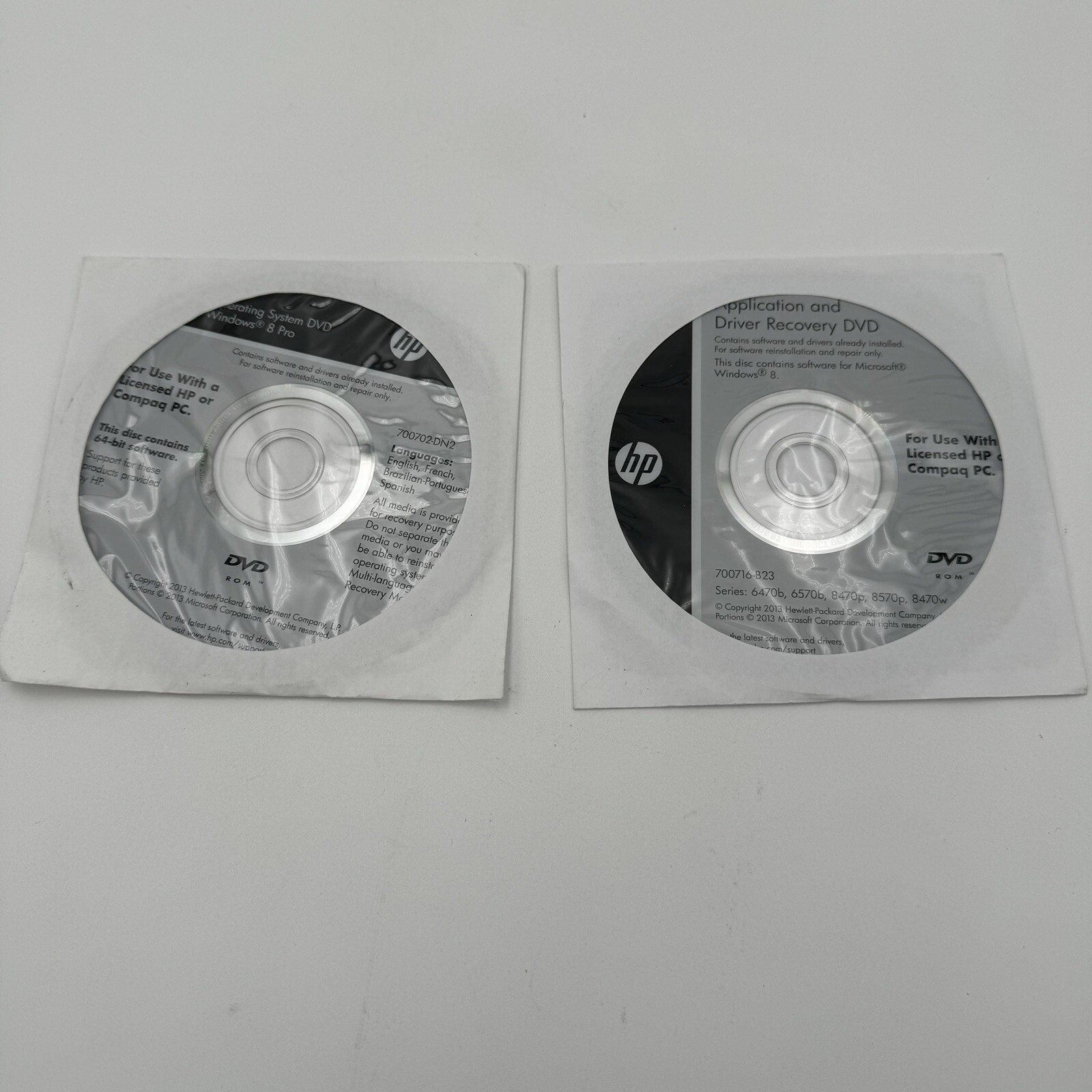 Operating System Windows 8 Pro HP Compaq DVD 700702-DN2 & Application Driver Rec
