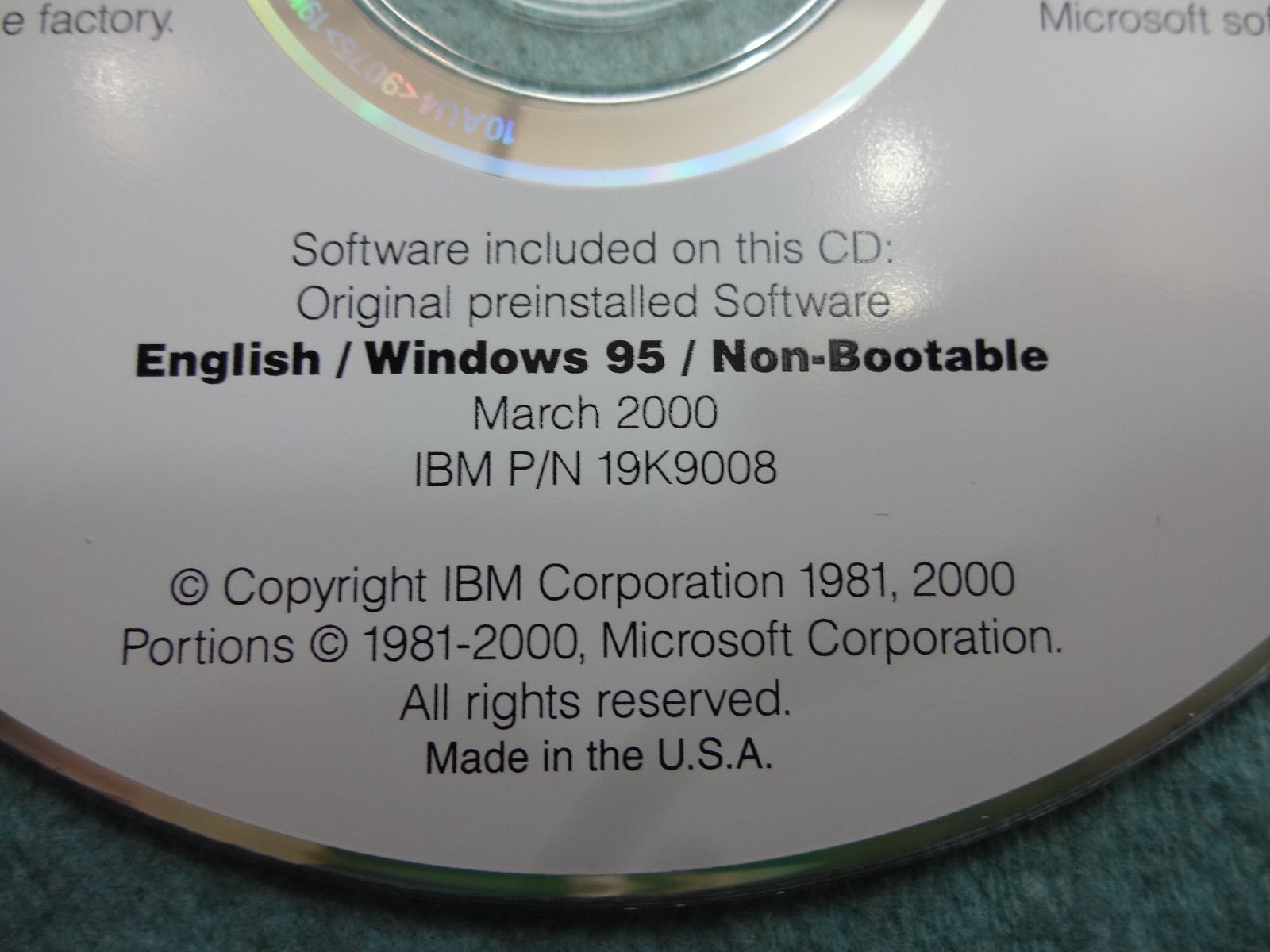 IBM ThinkPad A20m Version 1.0 Product Recovery CD-ROM 1 Windows 95 And 98