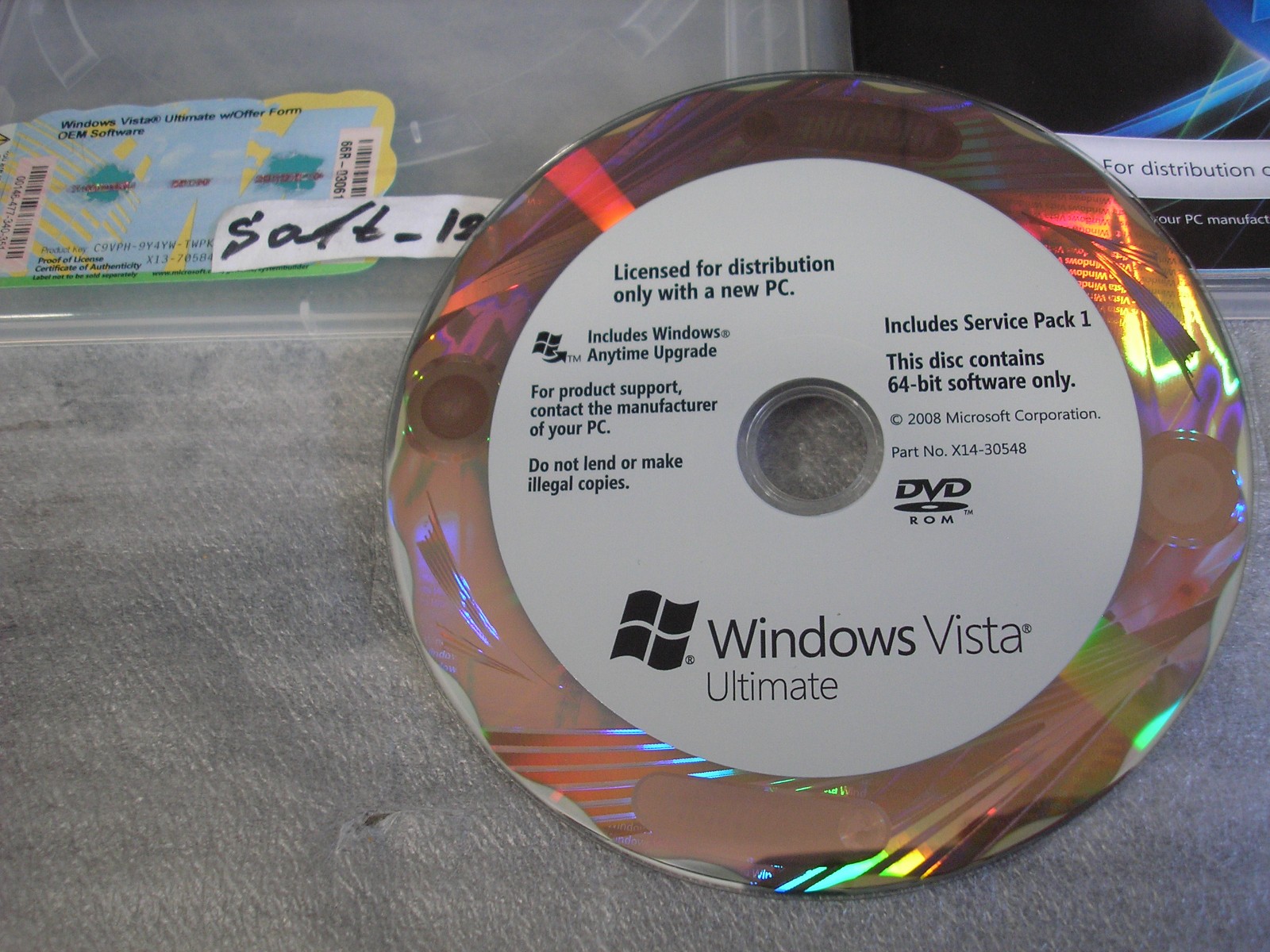 Microsoft Windows Vista Ultimate Full OEM 64 Bit Version x64 DVD MS WIN