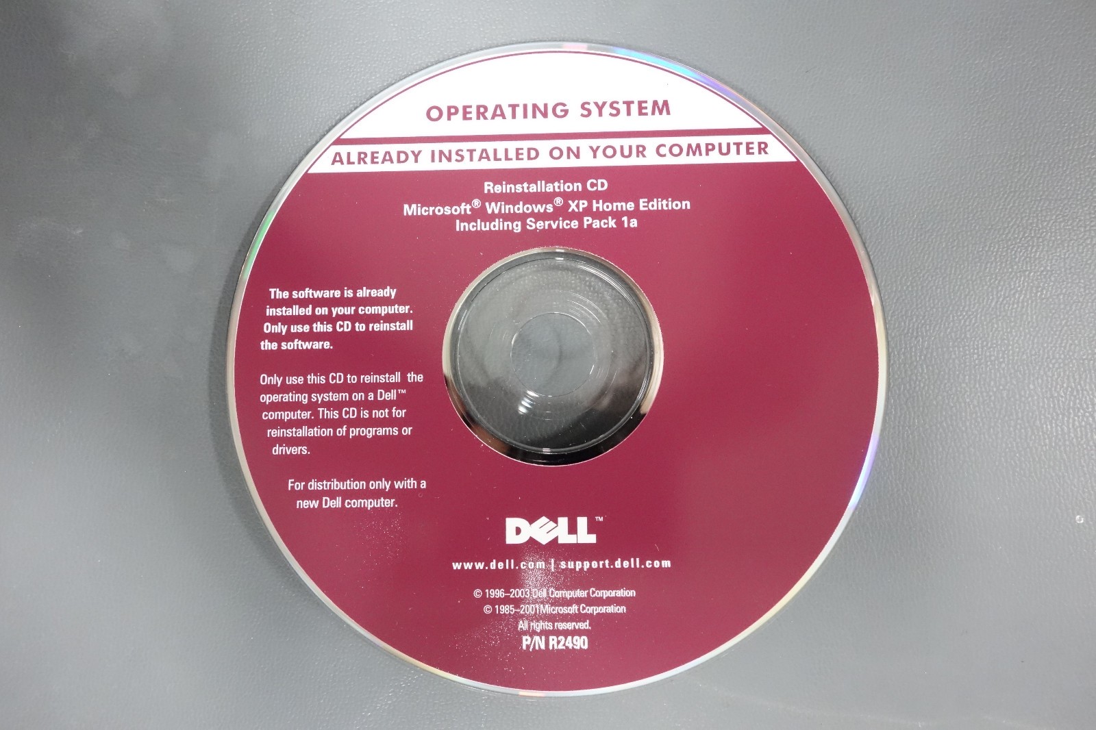 Dell Microsoft Windows XP Home Edition 2002 R2490 Install Cd Service Pack 1 A
