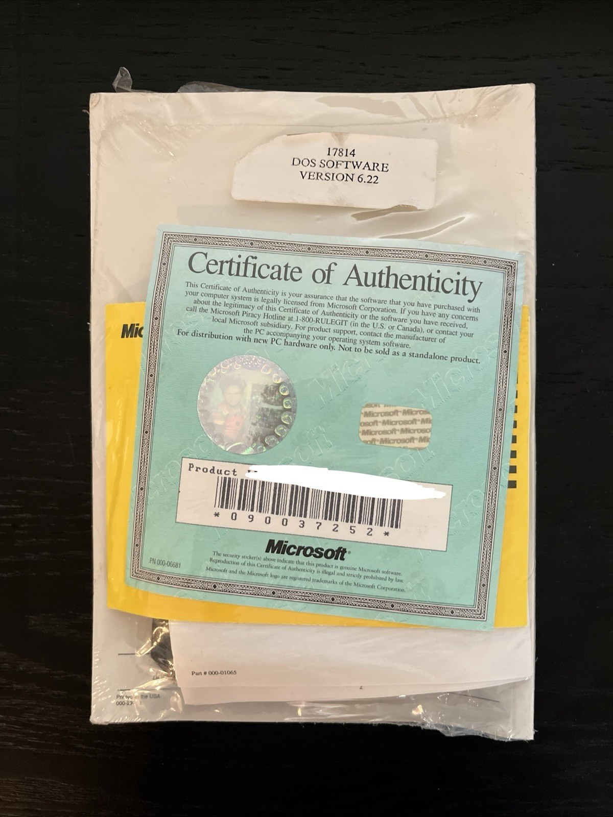 Microsoft MS DOS 6.22 w/COA and 3 1/2″ Diskettes NEW UNOPENED SEALED