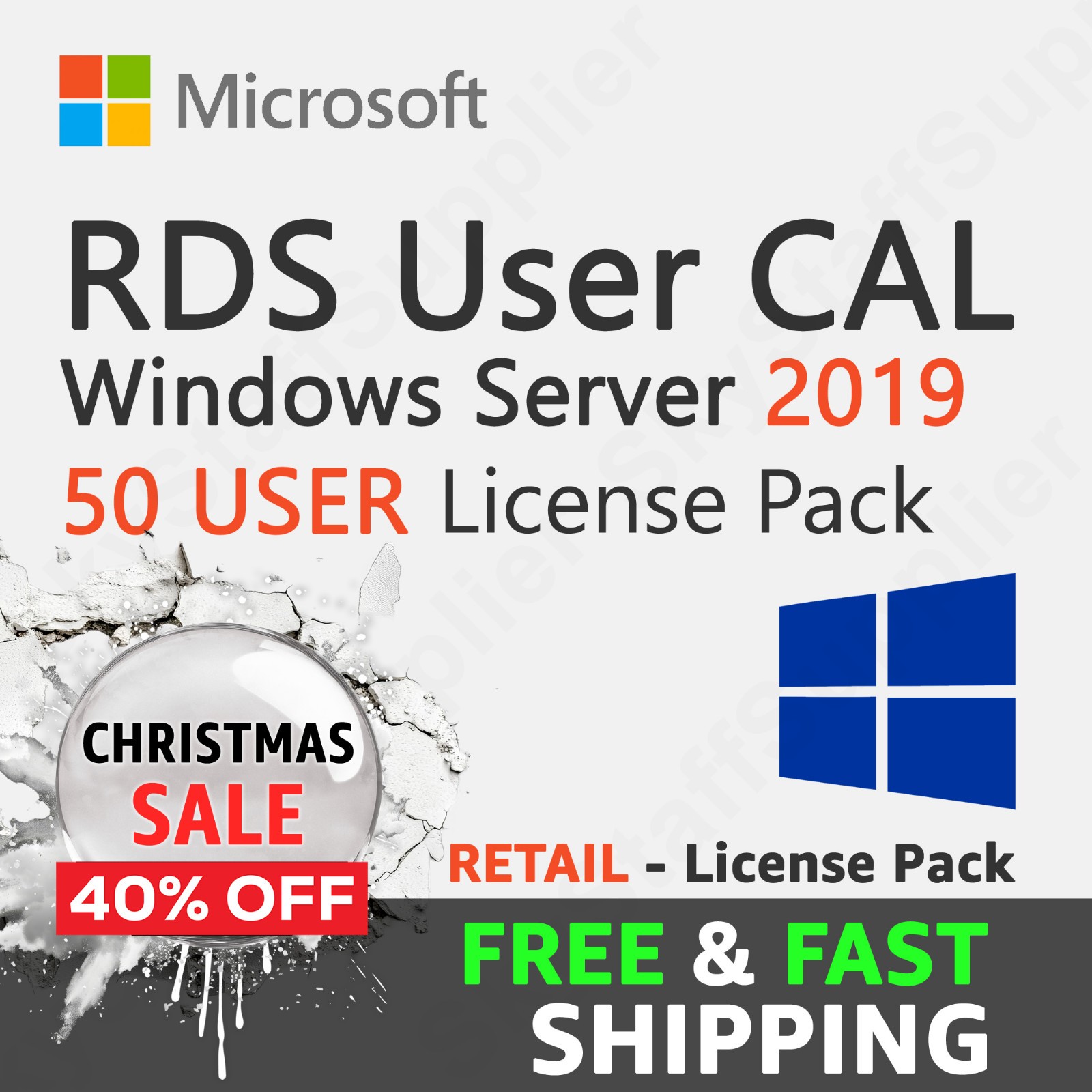 Windows Server 2019 Remote Desktop RDS Licenses 50 Users FULL NEW RETAIL PACK