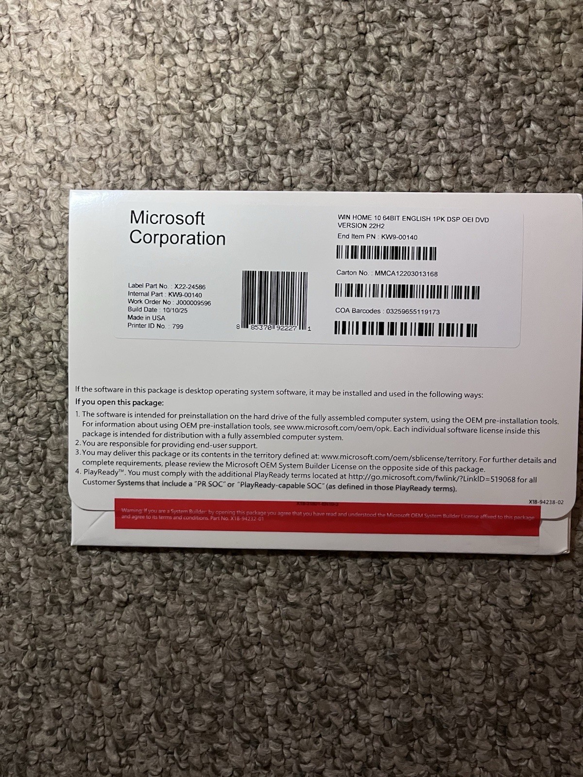 Win 10 Home 64 bit DVD with Product Key New Sealed & Free Shipping