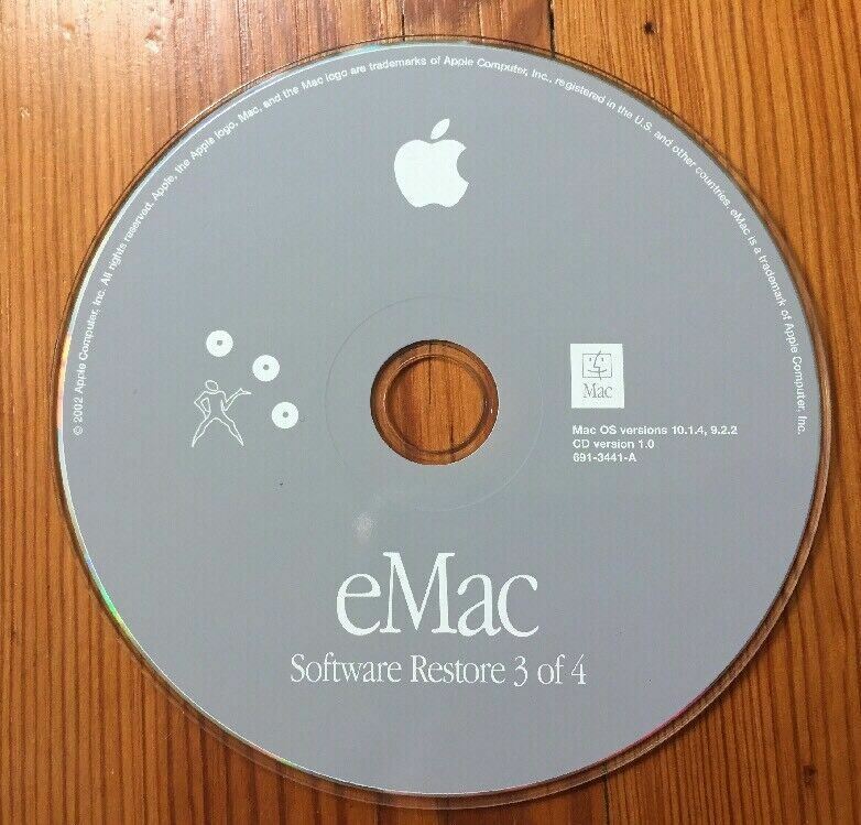 2002 Macintosh eMac System Software Restore Puma Mac OS 10.1.4 9.2.2 CD Discs