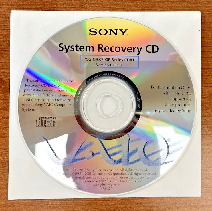 SONY VAIO App & System Recovery-3CD PCG-GRX700P/Adobe Photoshop Elements2+Serial