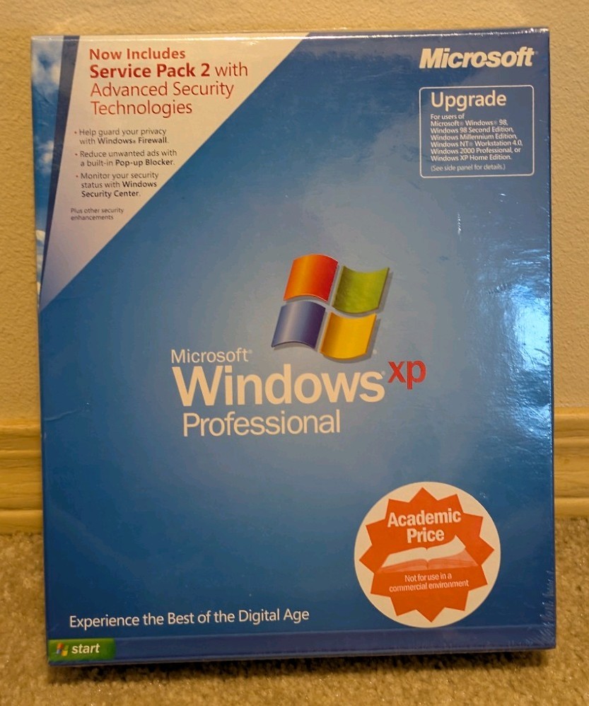 Microsoft Windows XP Professional Upgrade SEALED RETAIL BOX Service pack 2 SP2